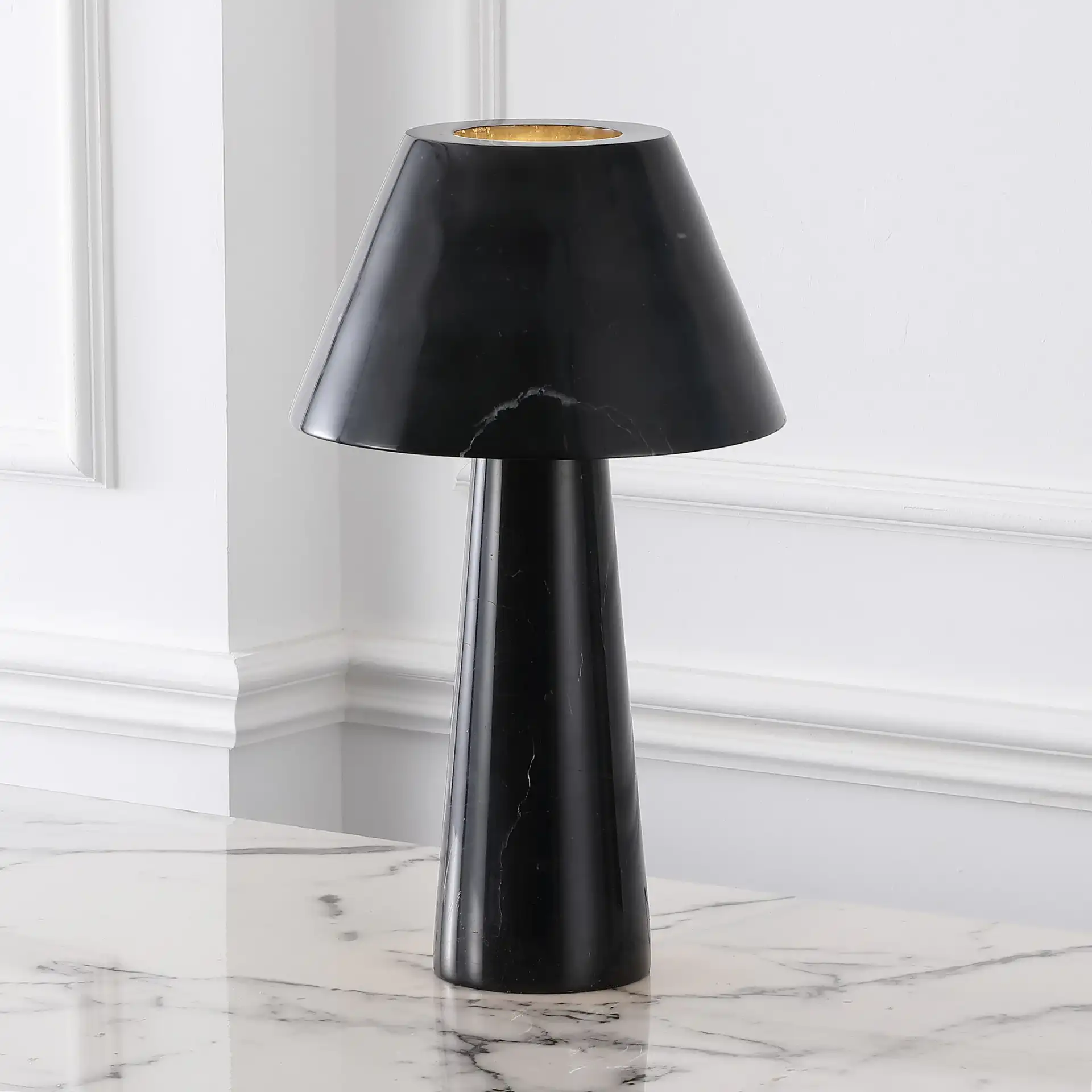 Henrik Marble Table Lamp in Black in a styled room