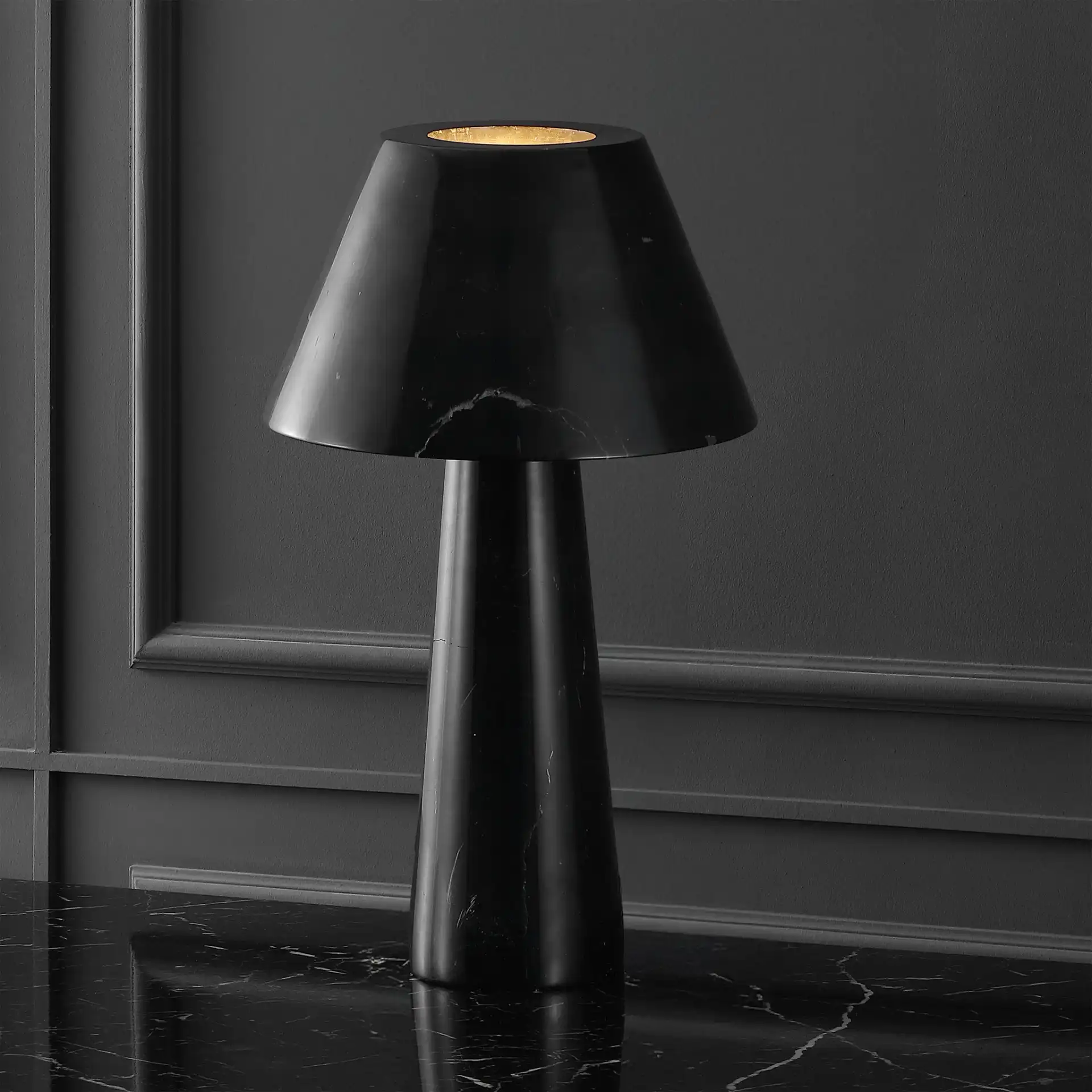 Henrik Marble Table Lamp in Black in a styled room