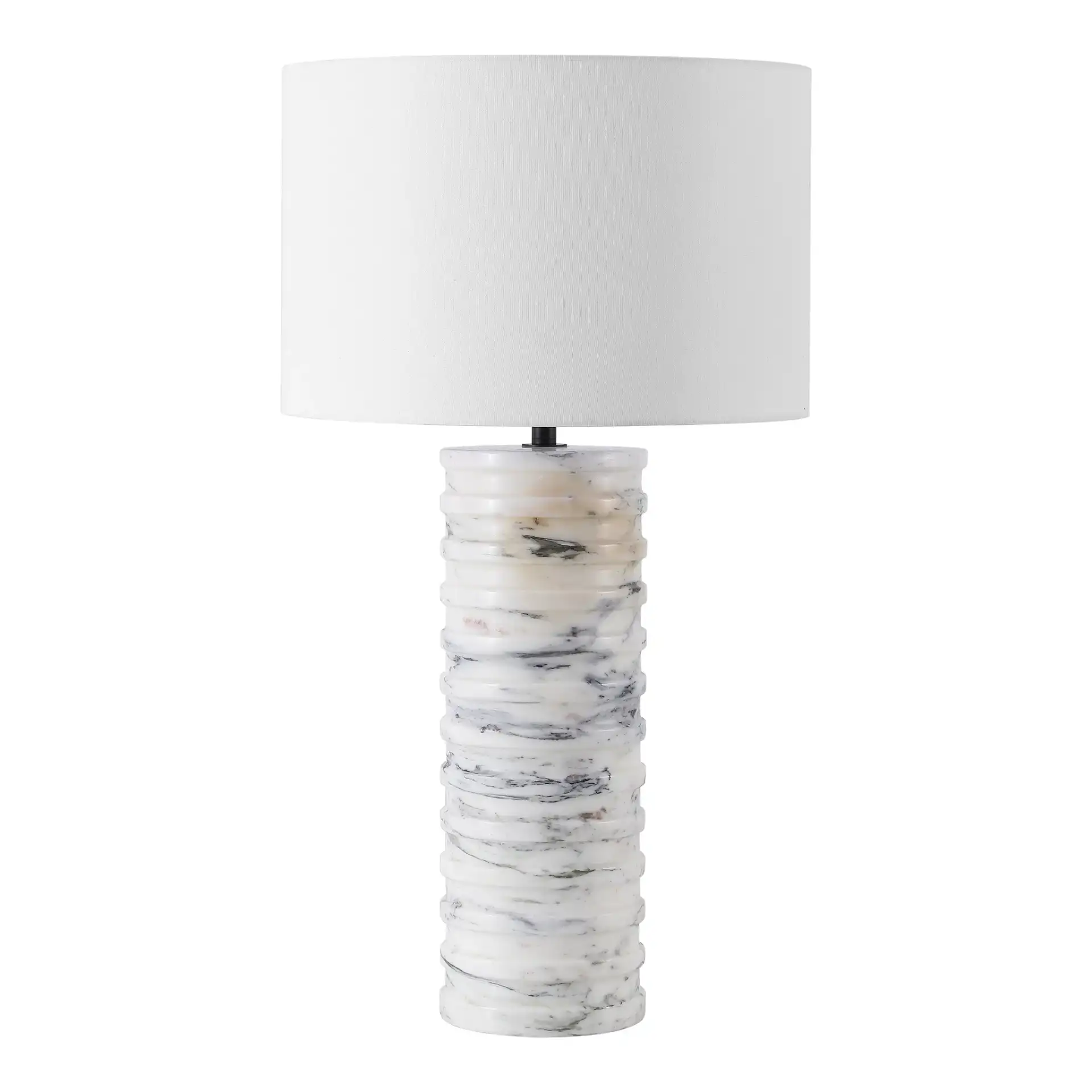 Gizelle Round Marble Table Lamp in White / Gray, detail view