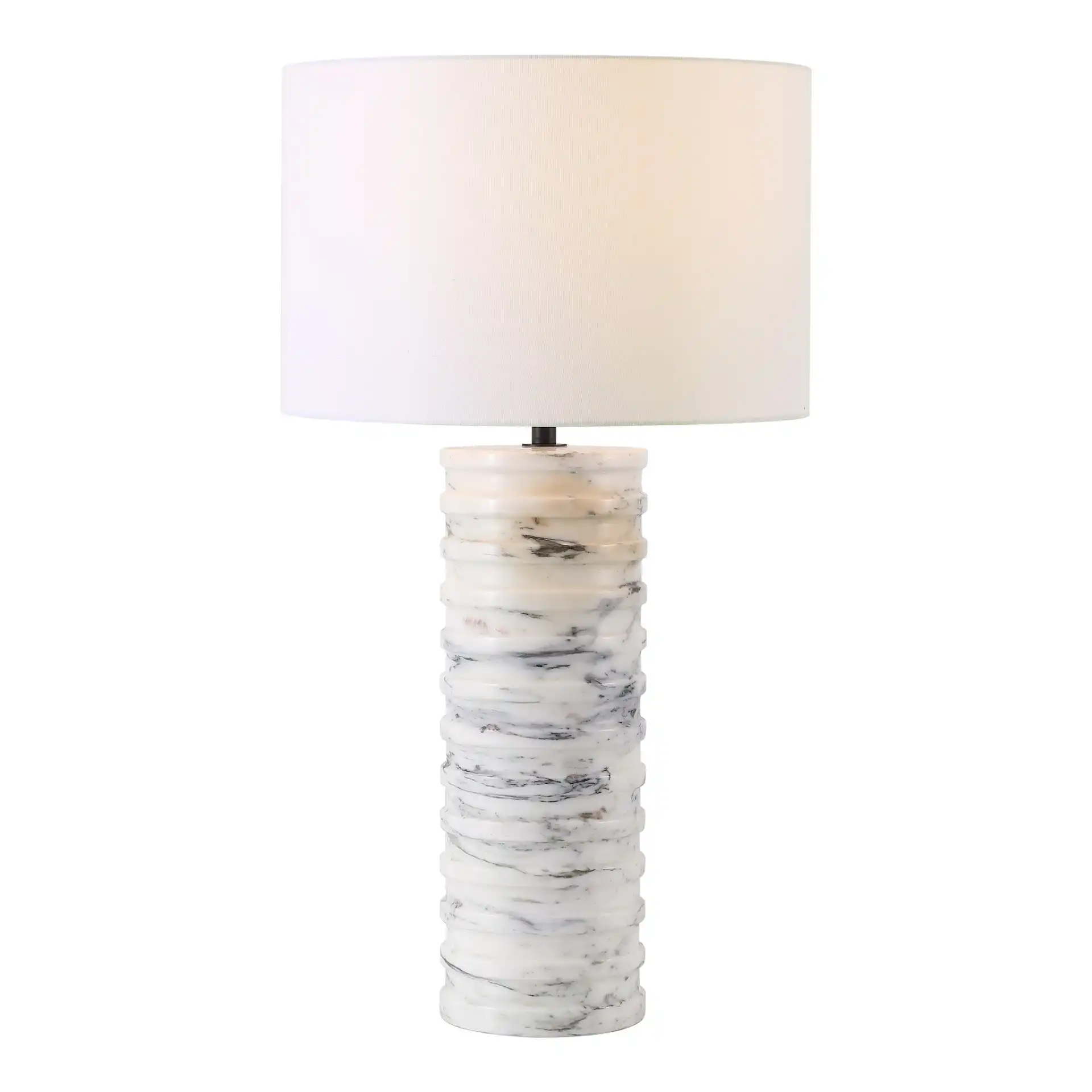 Gizelle Round Marble Table Lamp in White / Gray