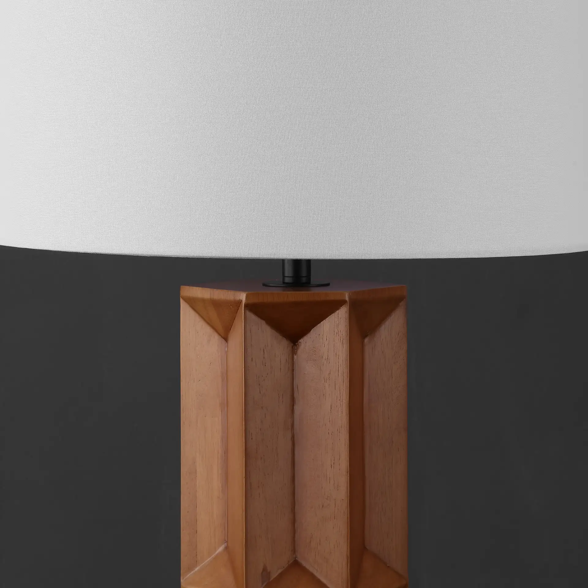 Ferdinand Wood Table Lamp in Walnut / White in a styled room