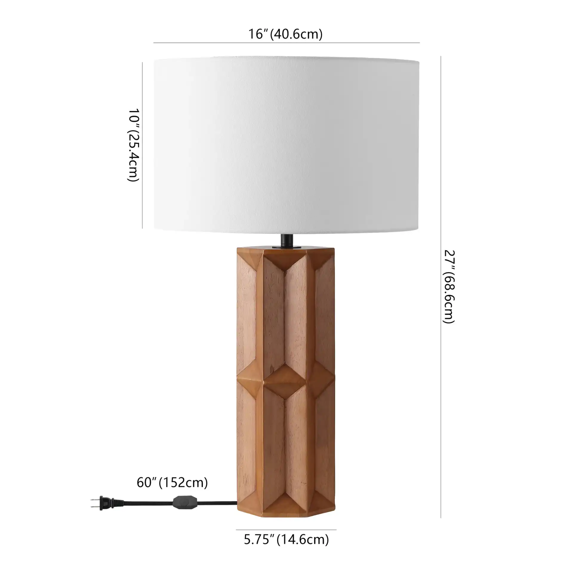 Ferdinand Wood Table Lamp in Walnut / White, detail view
