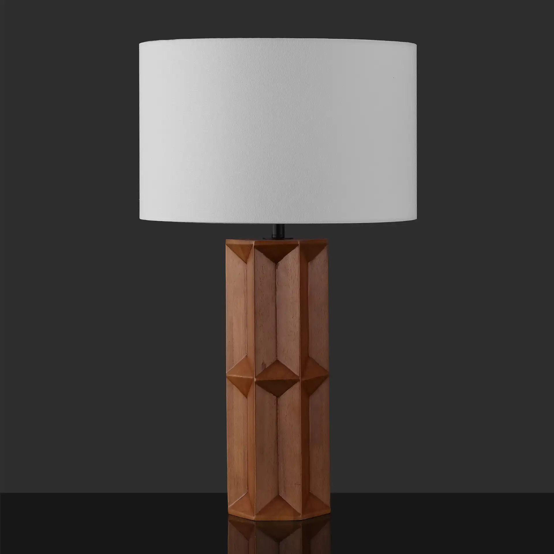 Ferdinand Wood Table Lamp in Walnut / White, detail view