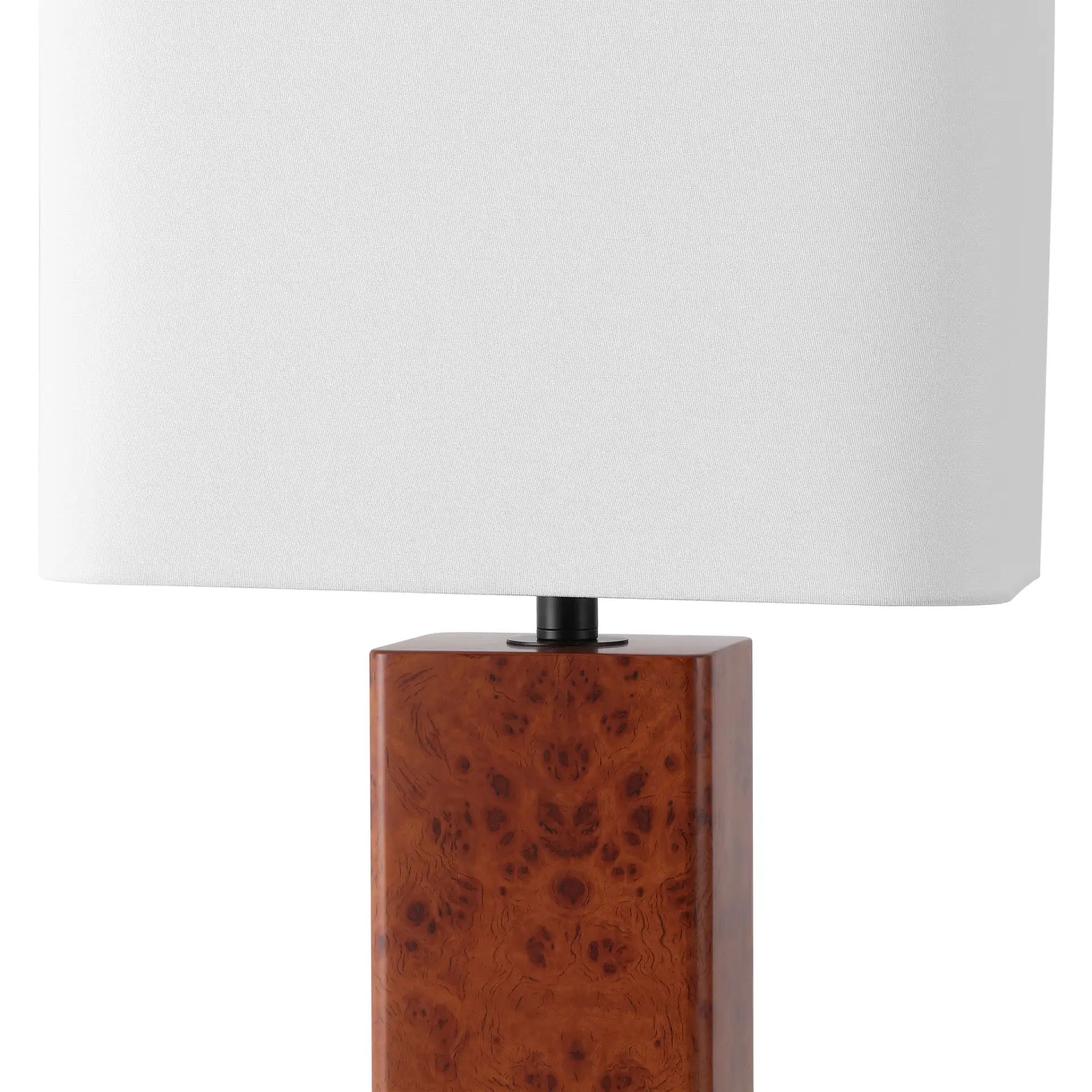 Elsee Burl Wood Table Lamp in Walnut Burl / White in a styled room