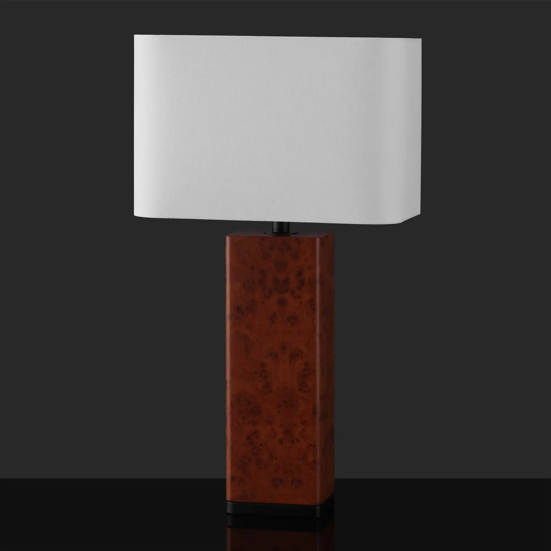 Elsee Burl Wood Table Lamp in Walnut Burl / White, detail view
