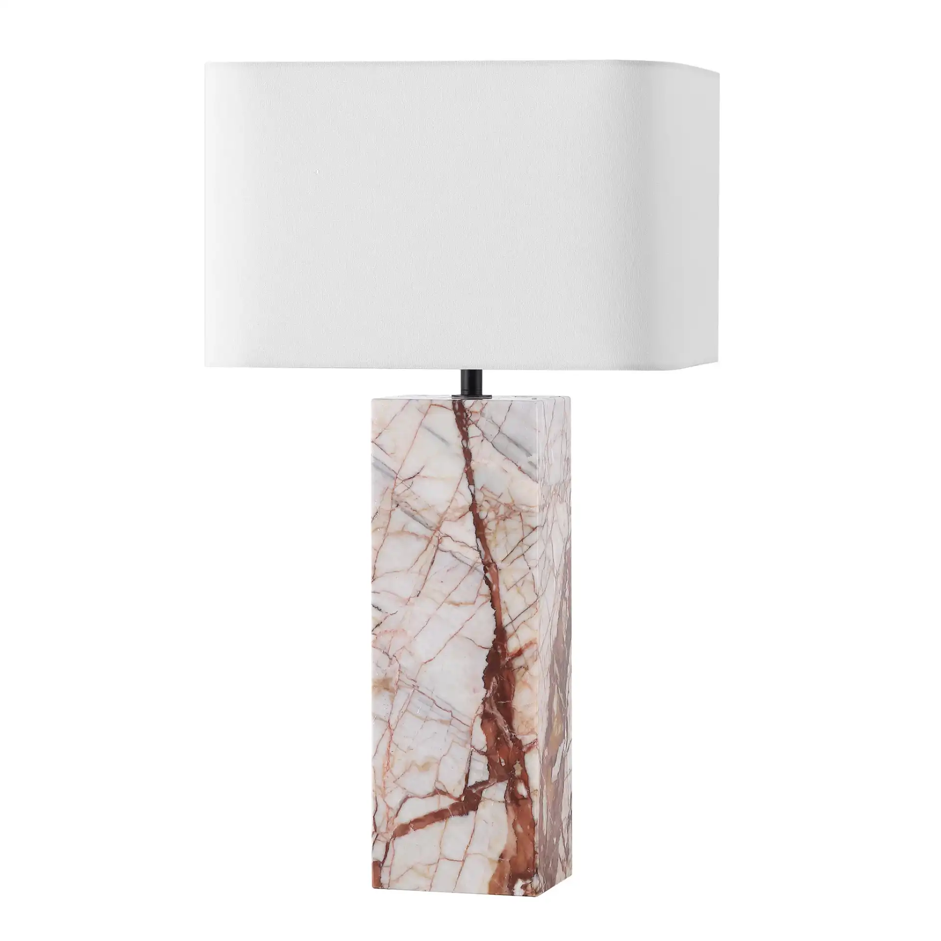Chrisette Marble Base Table Lamp in White / Red, detail view