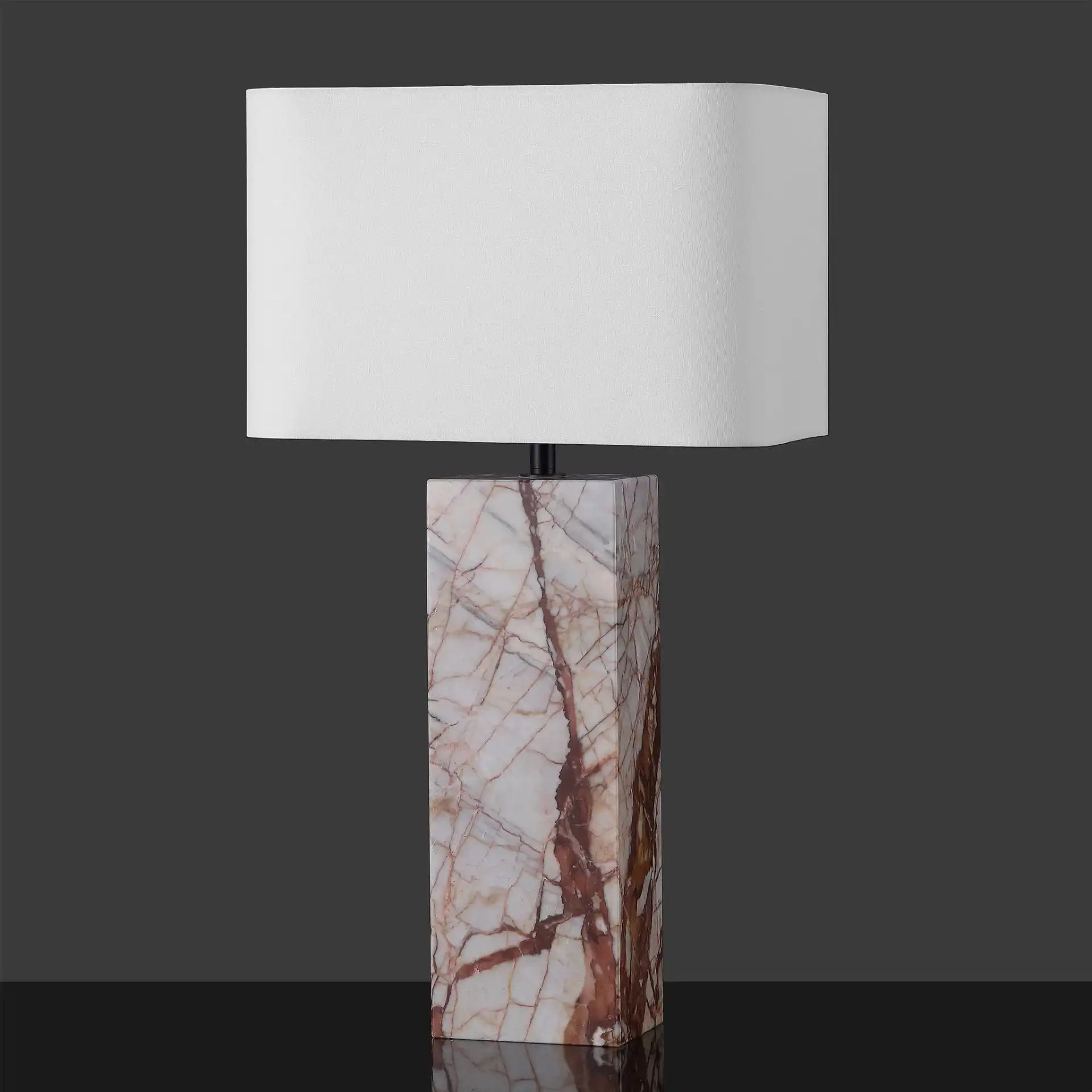 Chrisette Marble Base Table Lamp in White / Red, detail view