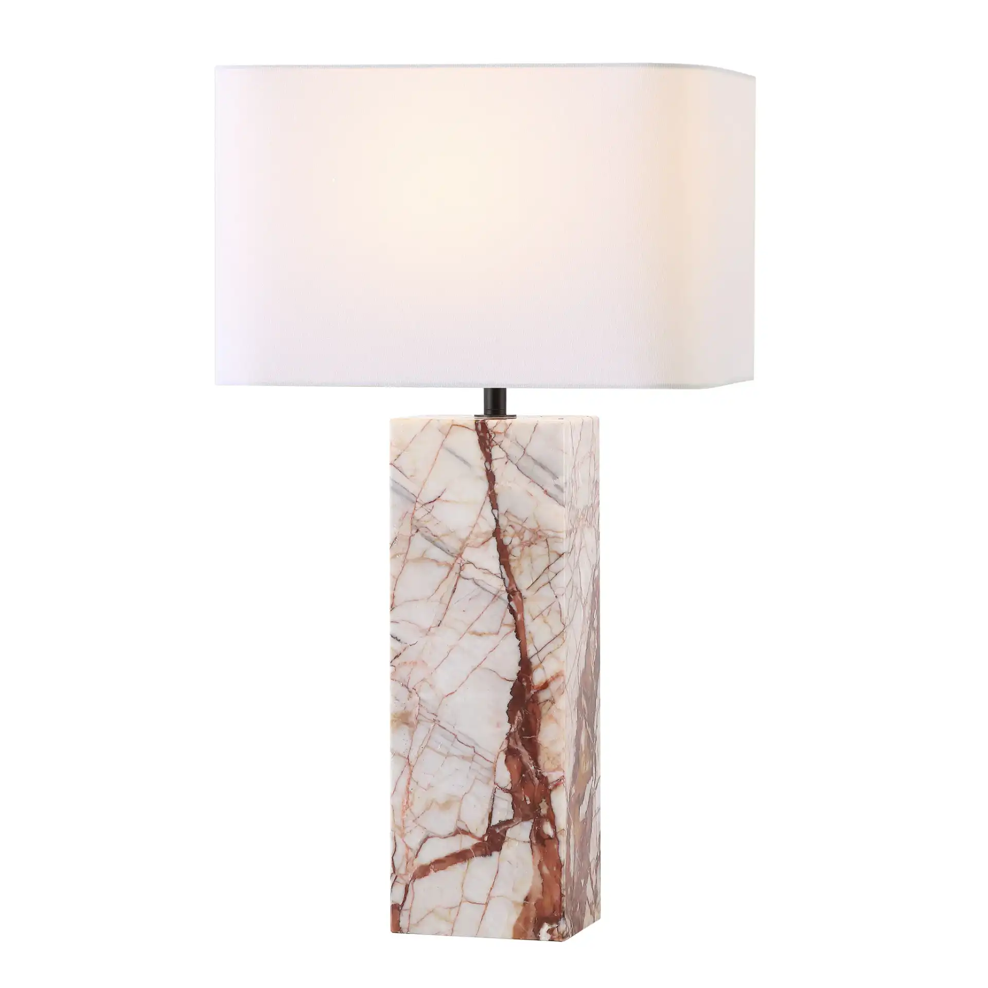 Chrisette Marble Base Table Lamp in White / Red