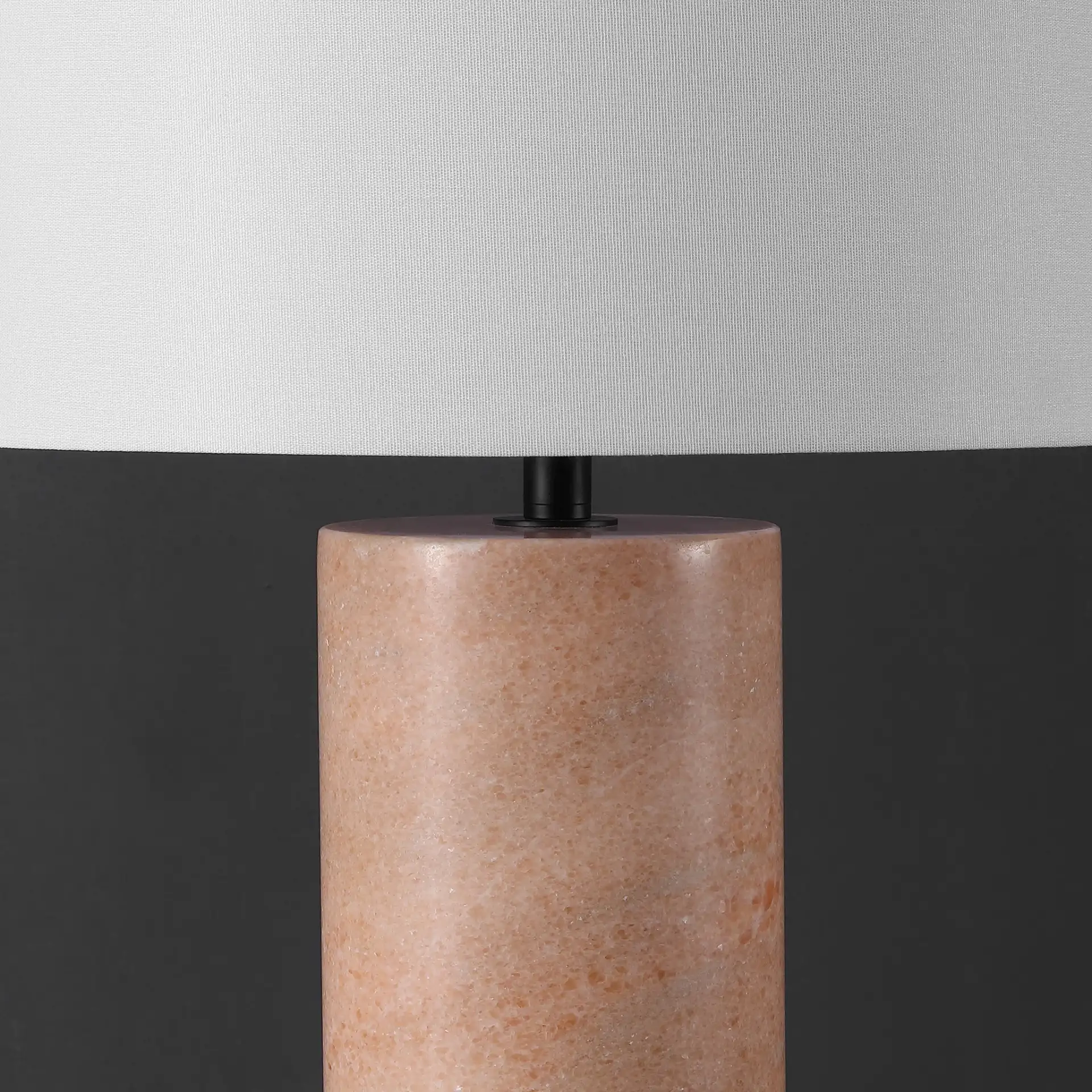 Jillianna Round Marble Table Lamp in Gray / White in a styled room