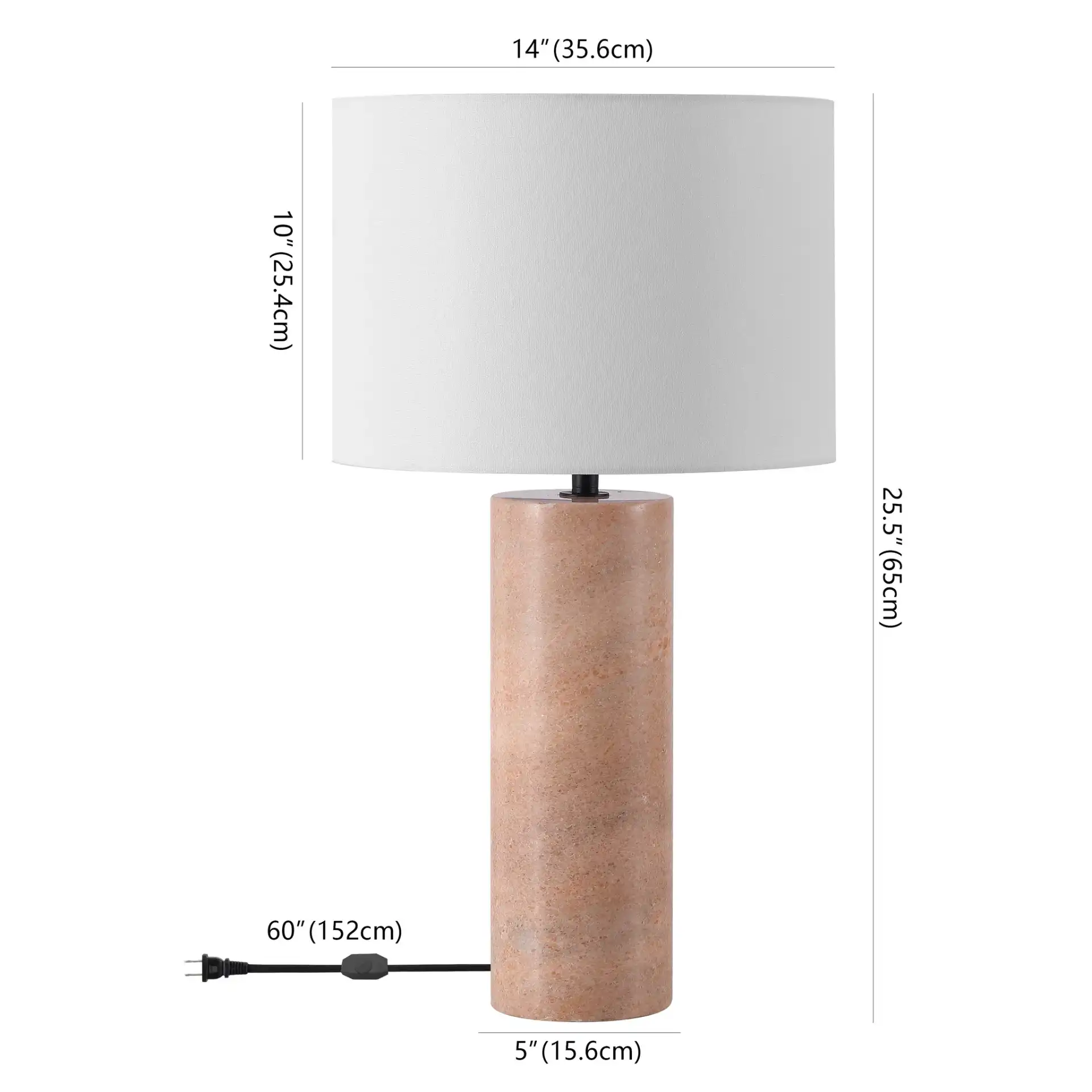 Jillianna Round Marble Table Lamp in Gray / White, detail view