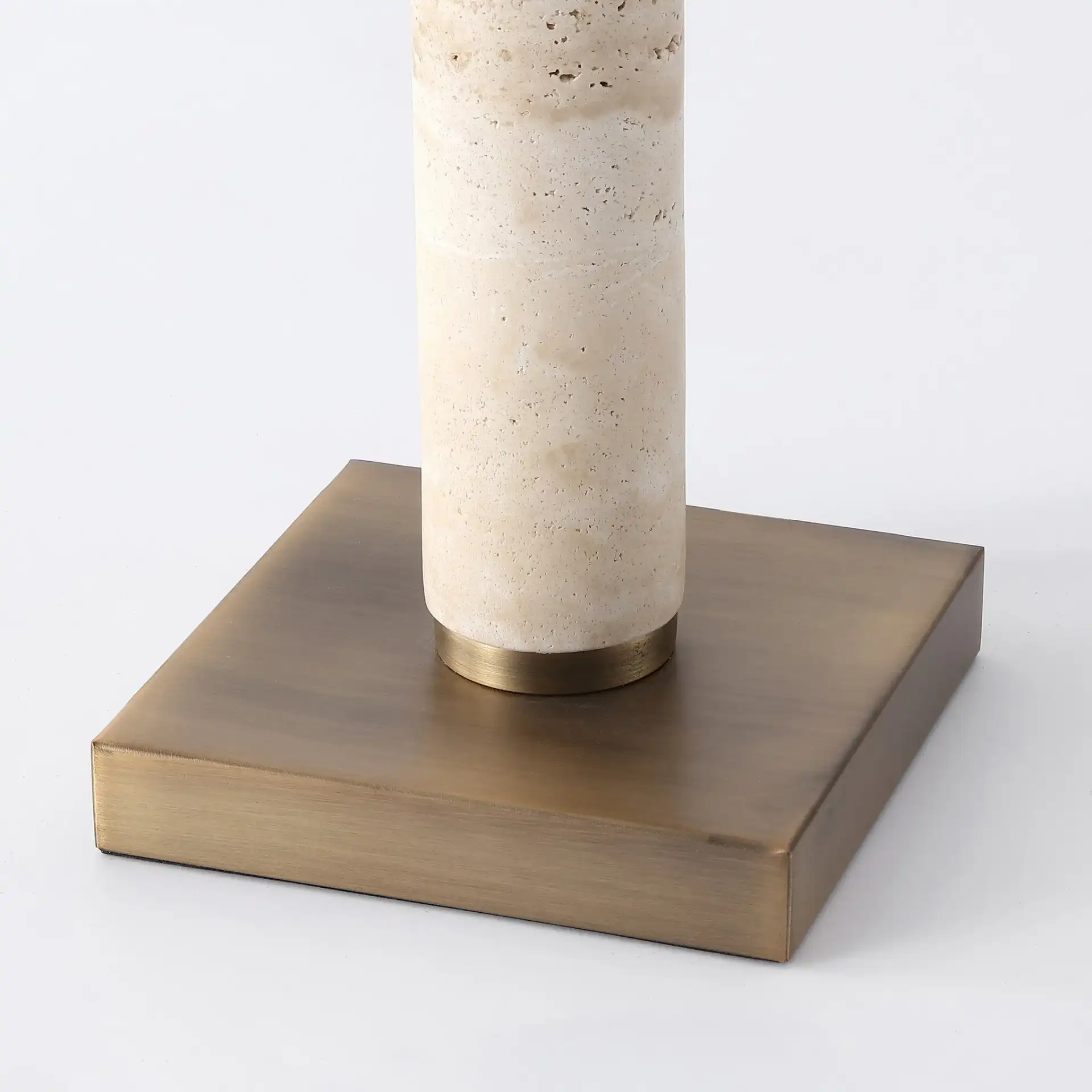Elinora Travertine Table Lamp in Travertine / White in a styled room