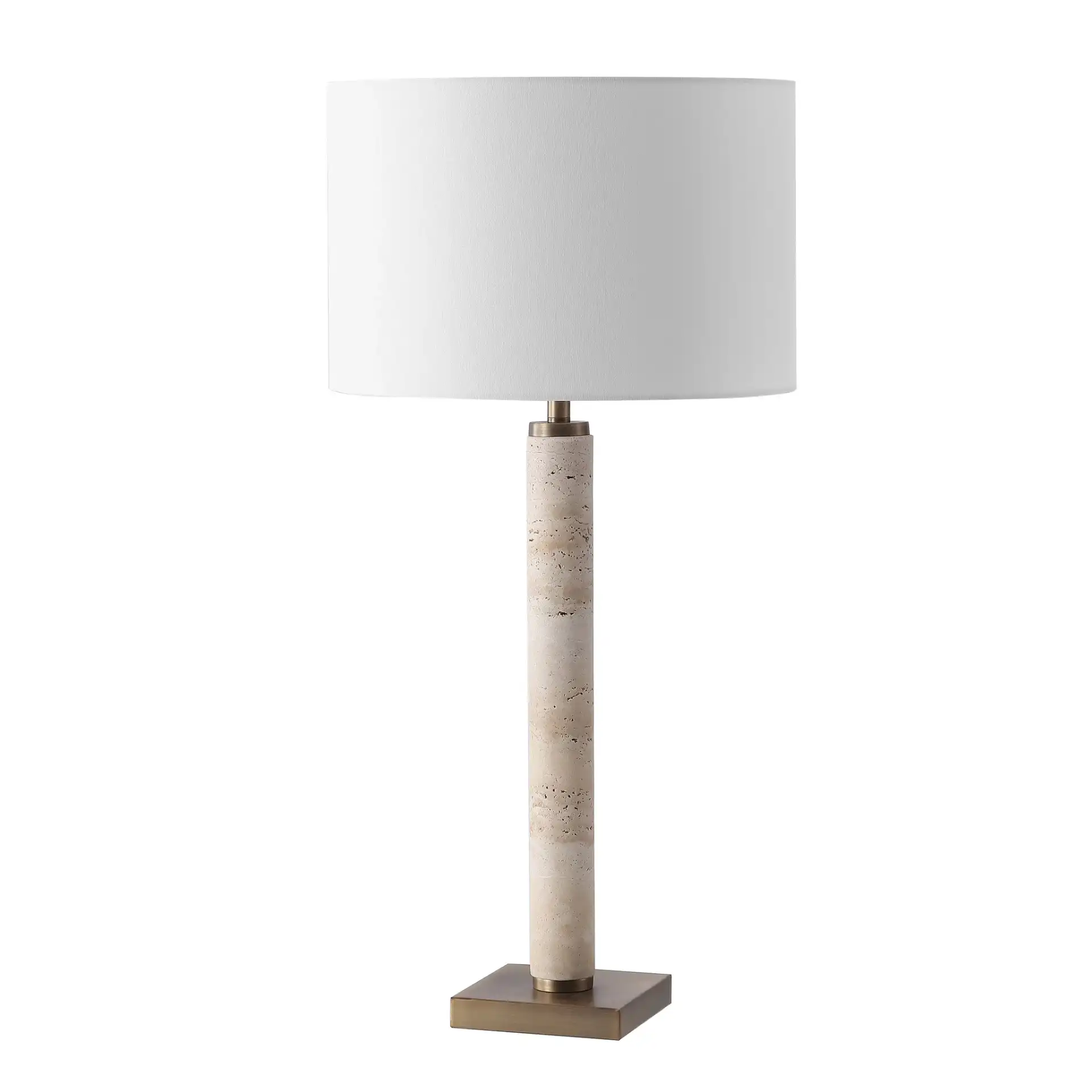 Elinora Travertine Table Lamp in Travertine / White, detail view