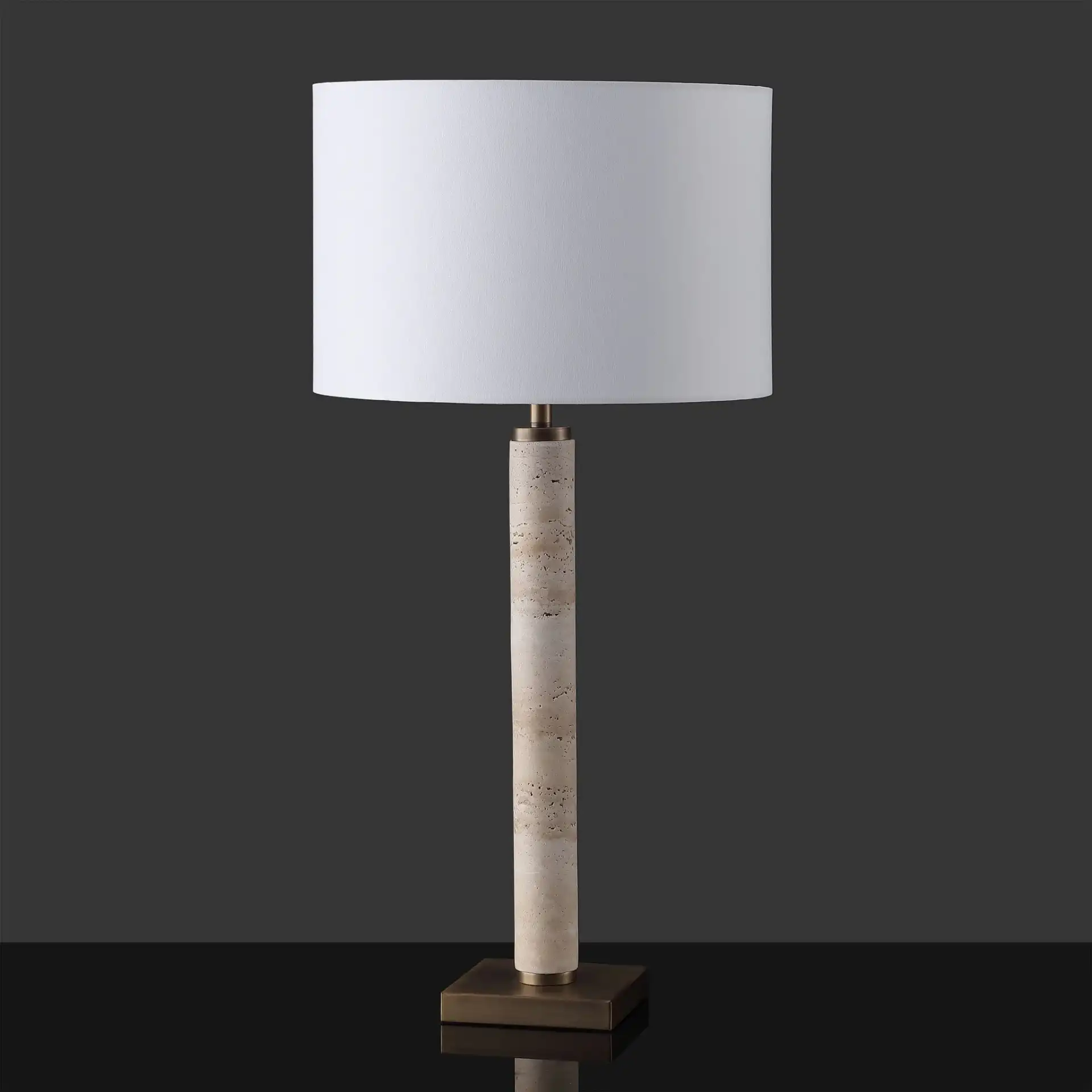 Elinora Travertine Table Lamp in Travertine / White, detail view