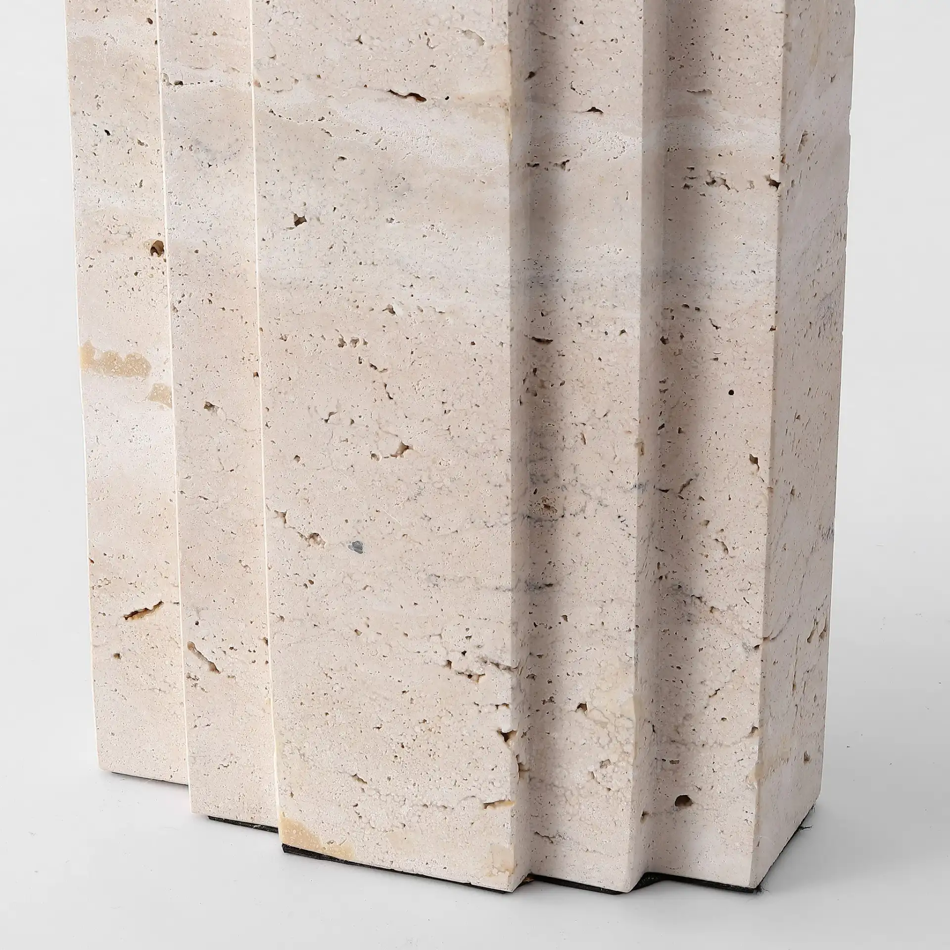 Rodrick Travertine Table Lamp in Travertine / White in a styled room