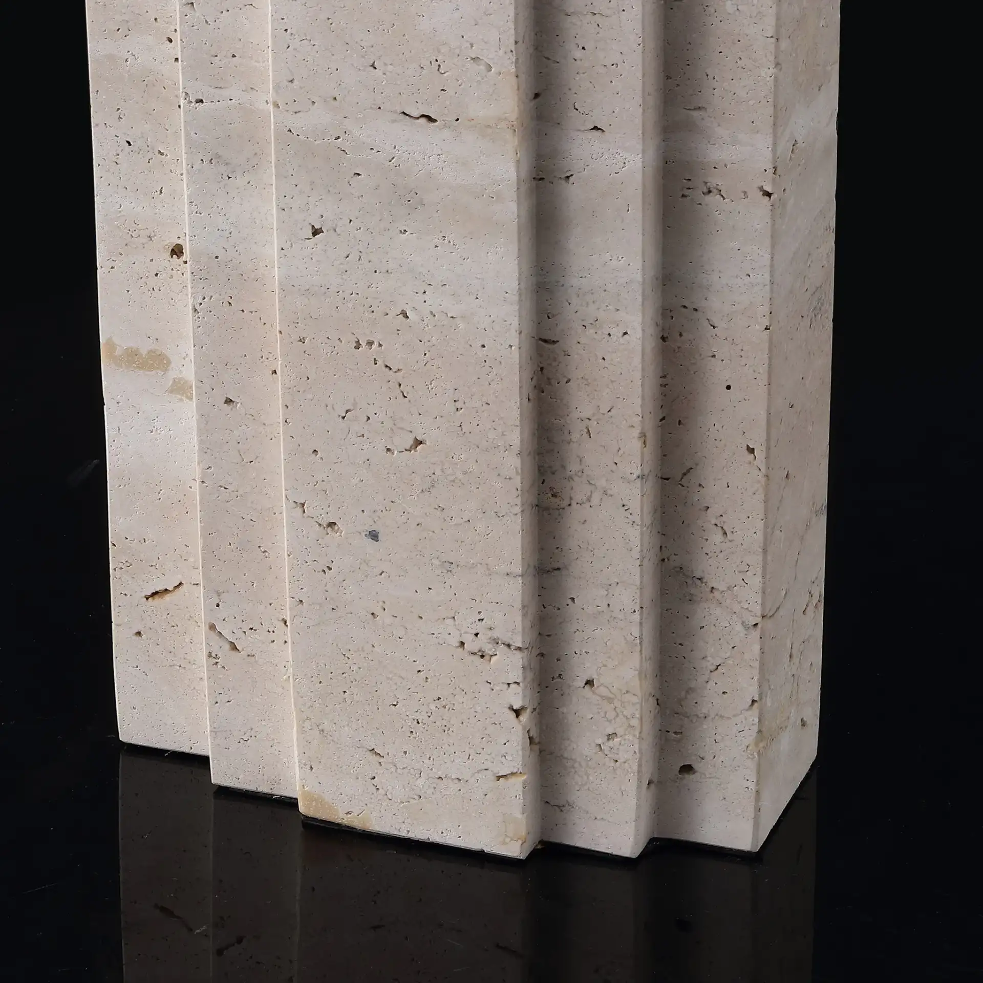 Rodrick Travertine Table Lamp in Travertine / White in a styled room