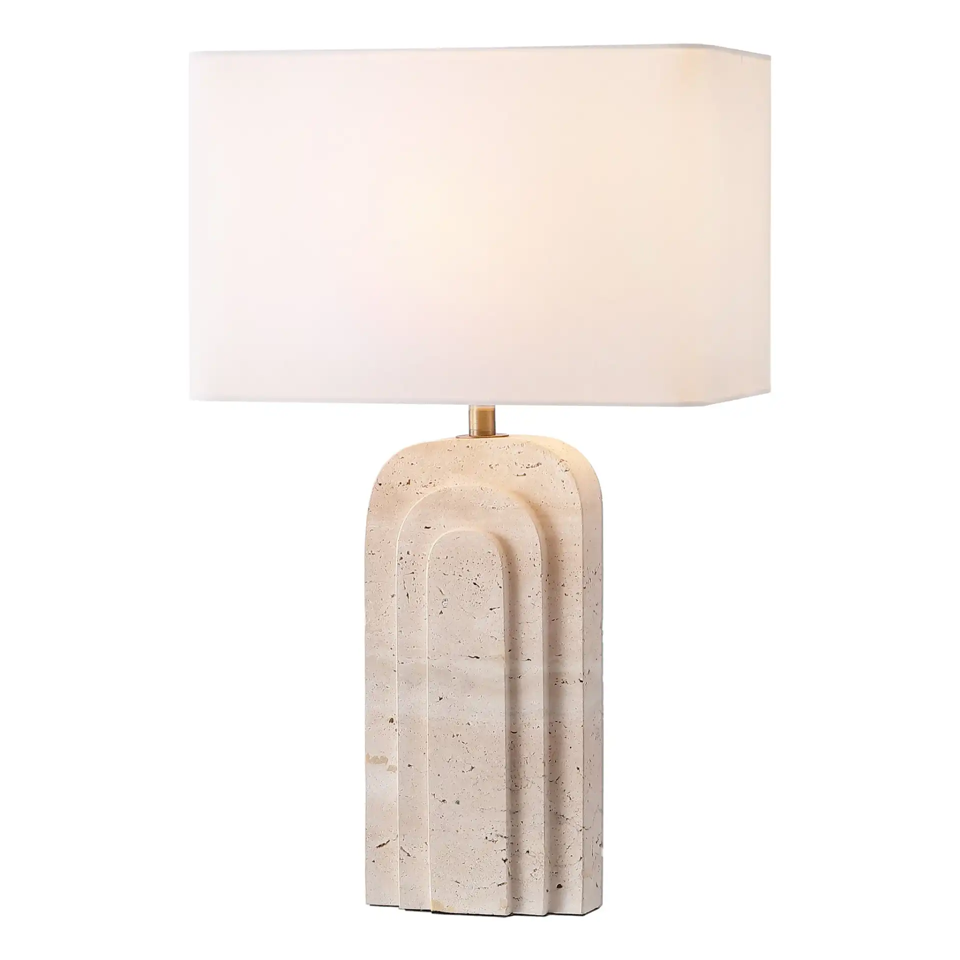 Rodrick Travertine Table Lamp in Travertine / White