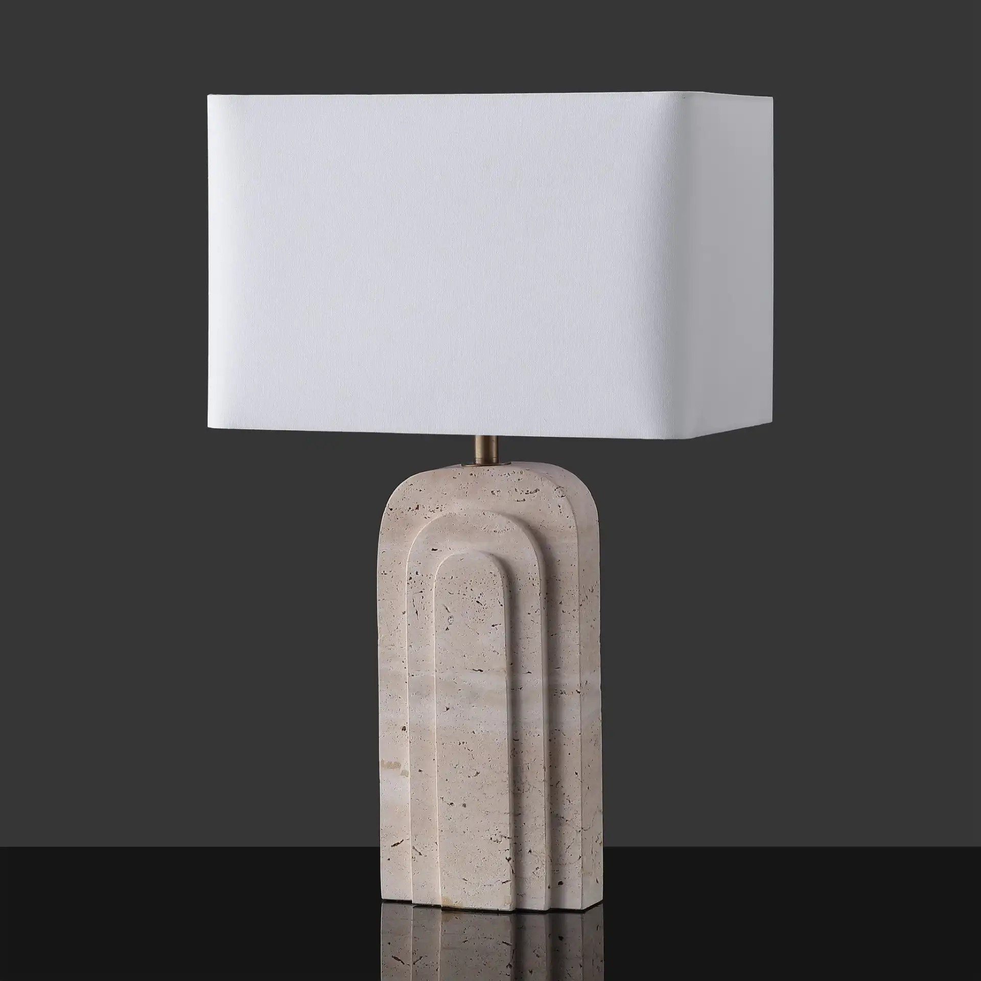 Rodrick Travertine Table Lamp in Travertine / White, detail view