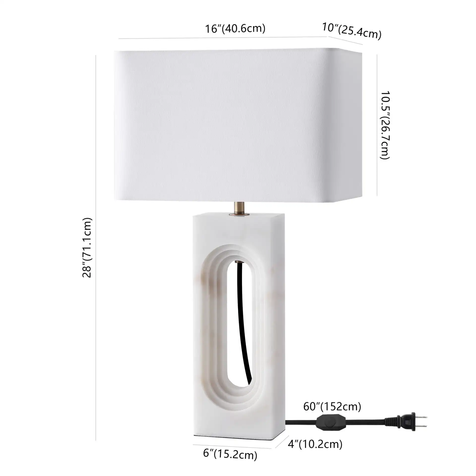 Floressa Marble Table Lamp in Brass / White, detail view