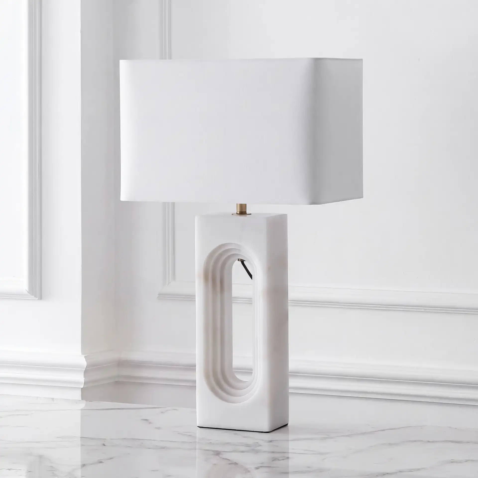 Floressa Marble Table Lamp in Brass / White in a styled room