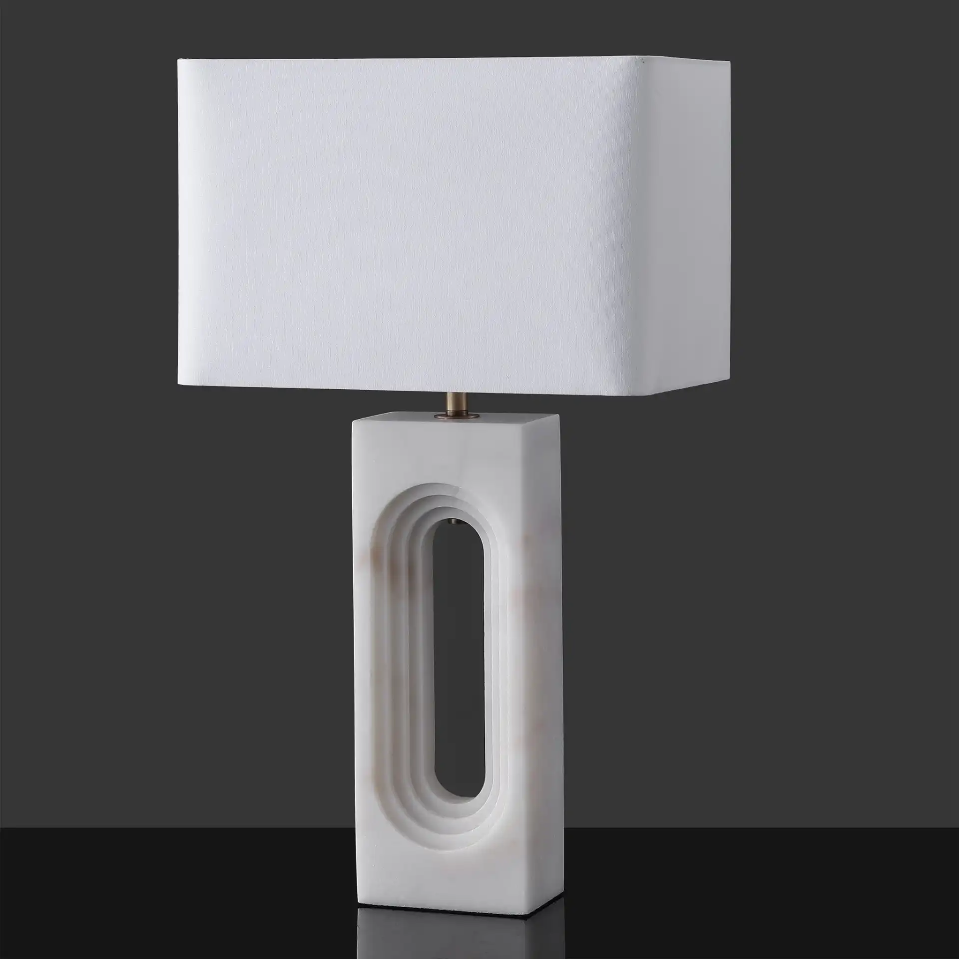 Floressa Marble Table Lamp in Brass / White, detail view