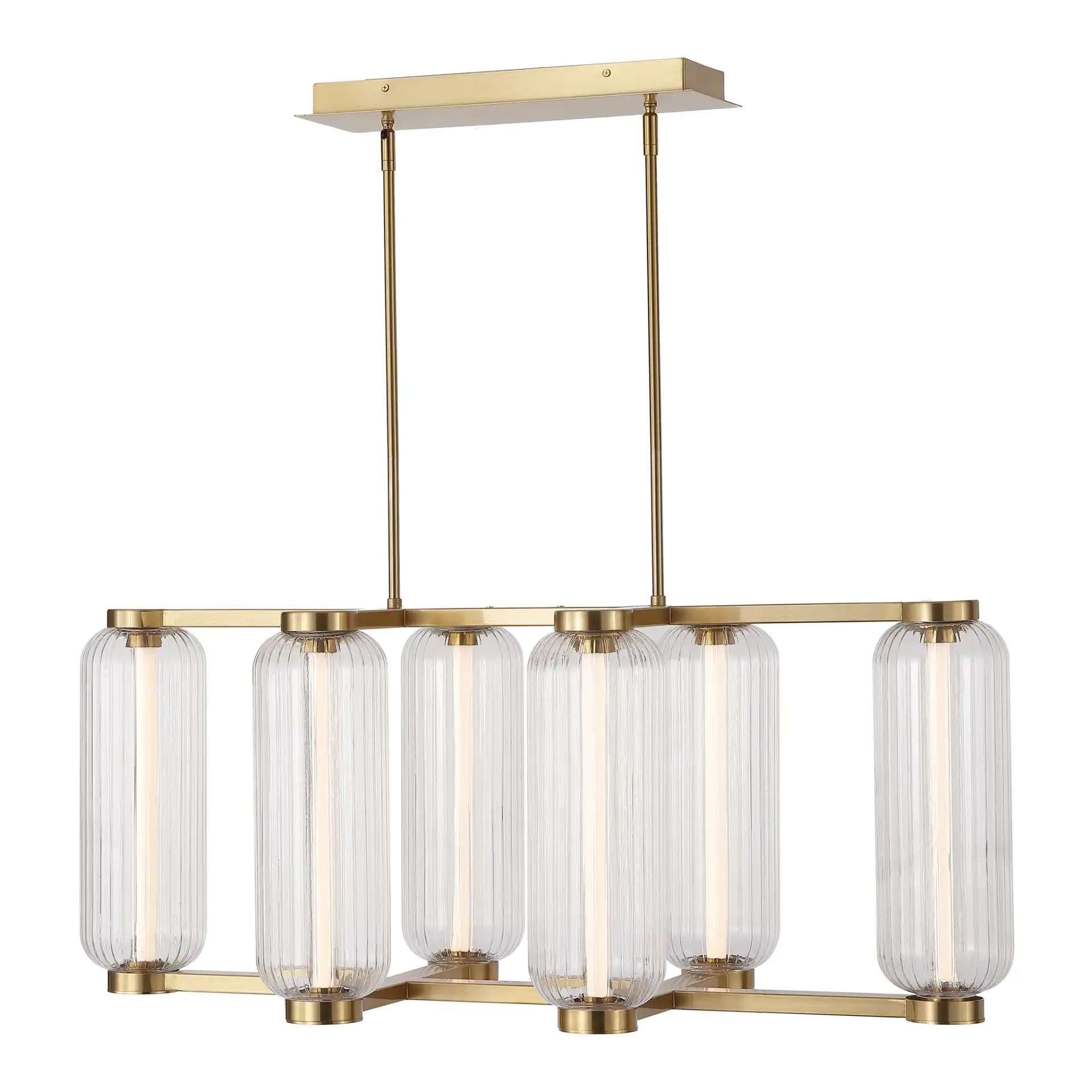 Cyndy Rectangular Glass Chandelier in Gold / Clear