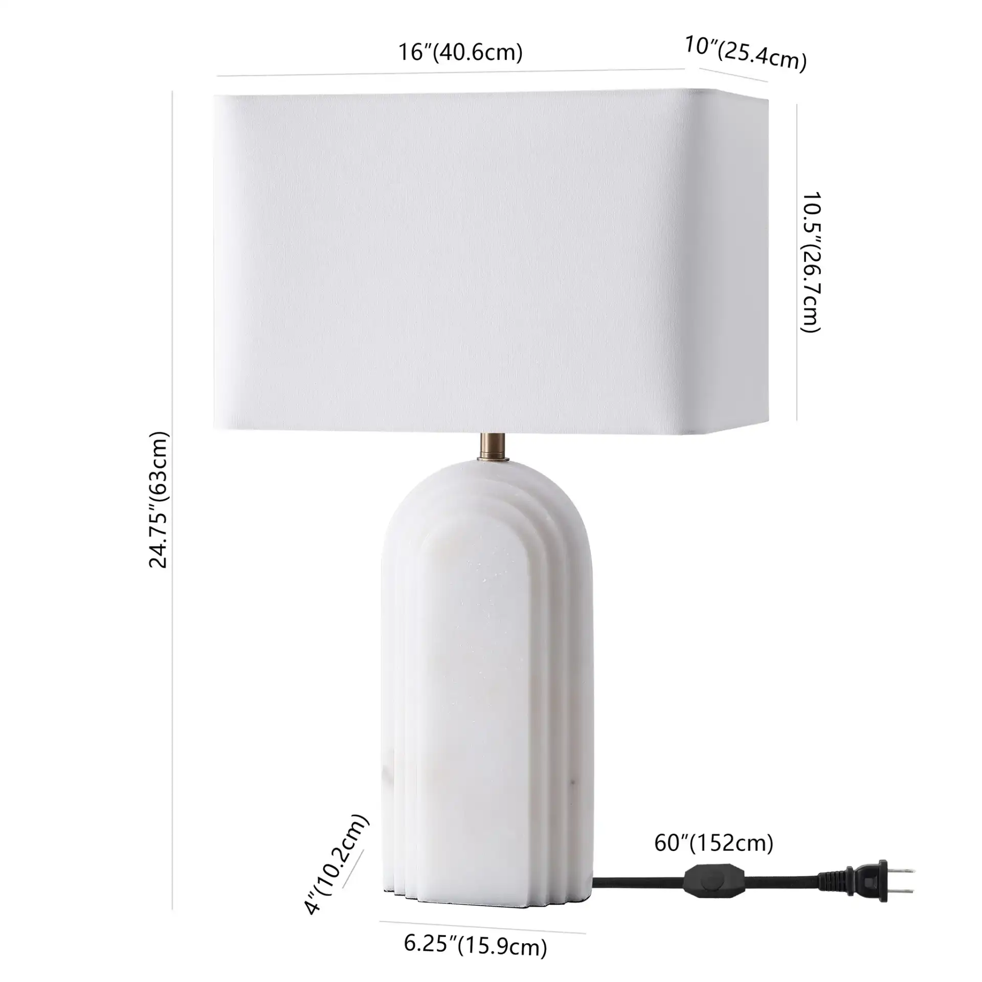 Vivianya Marble Table Lamp in Brass / White, detail view