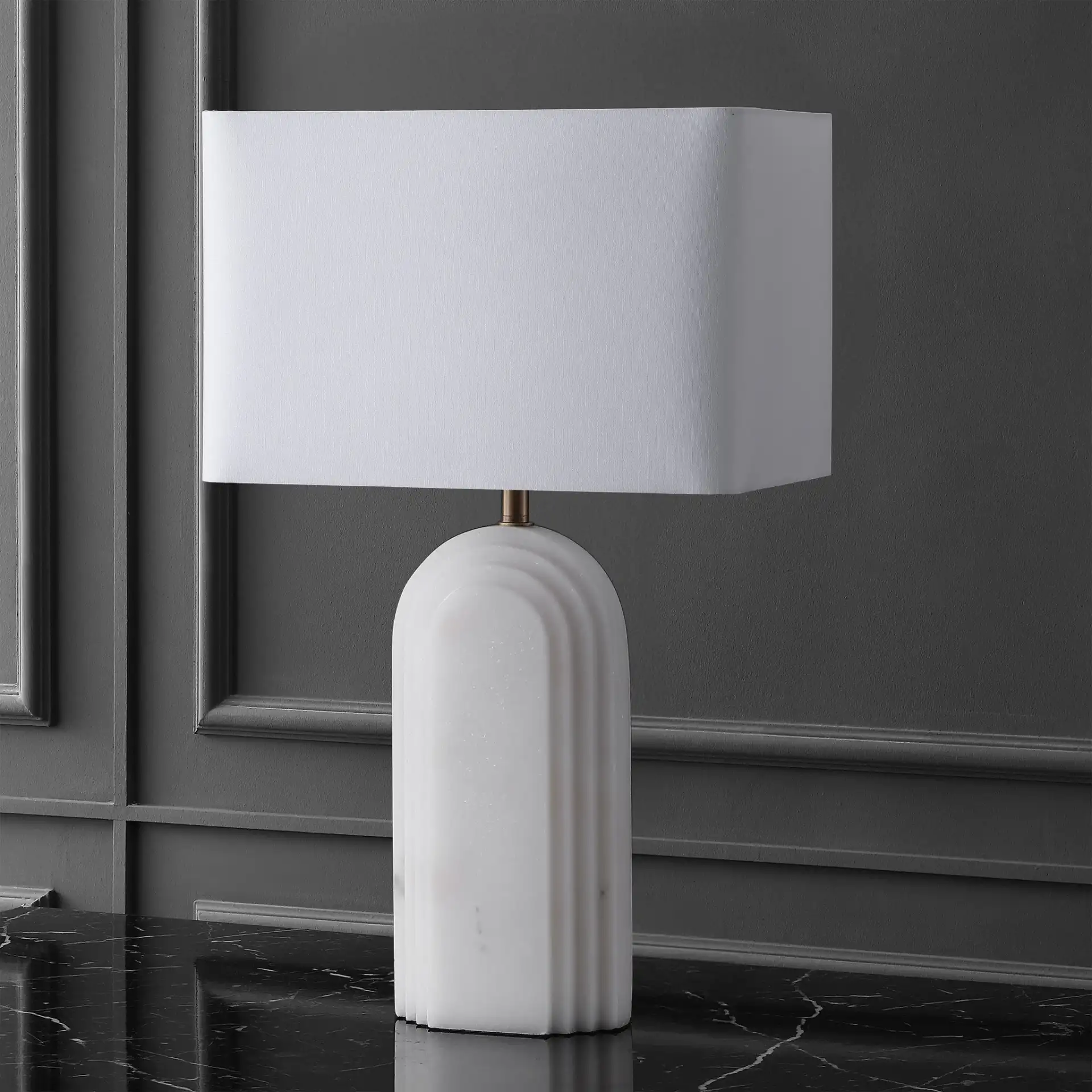 Vivianya Marble Table Lamp in Brass / White, detail view
