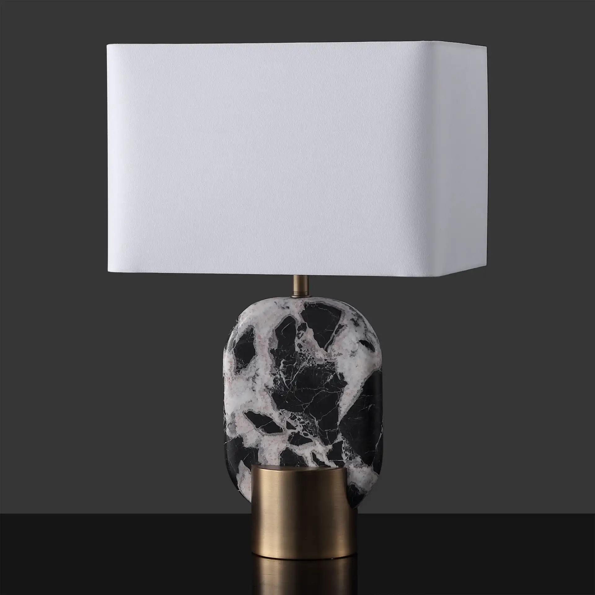 Tarastella Marble Table Lamp in Black / White, detail view