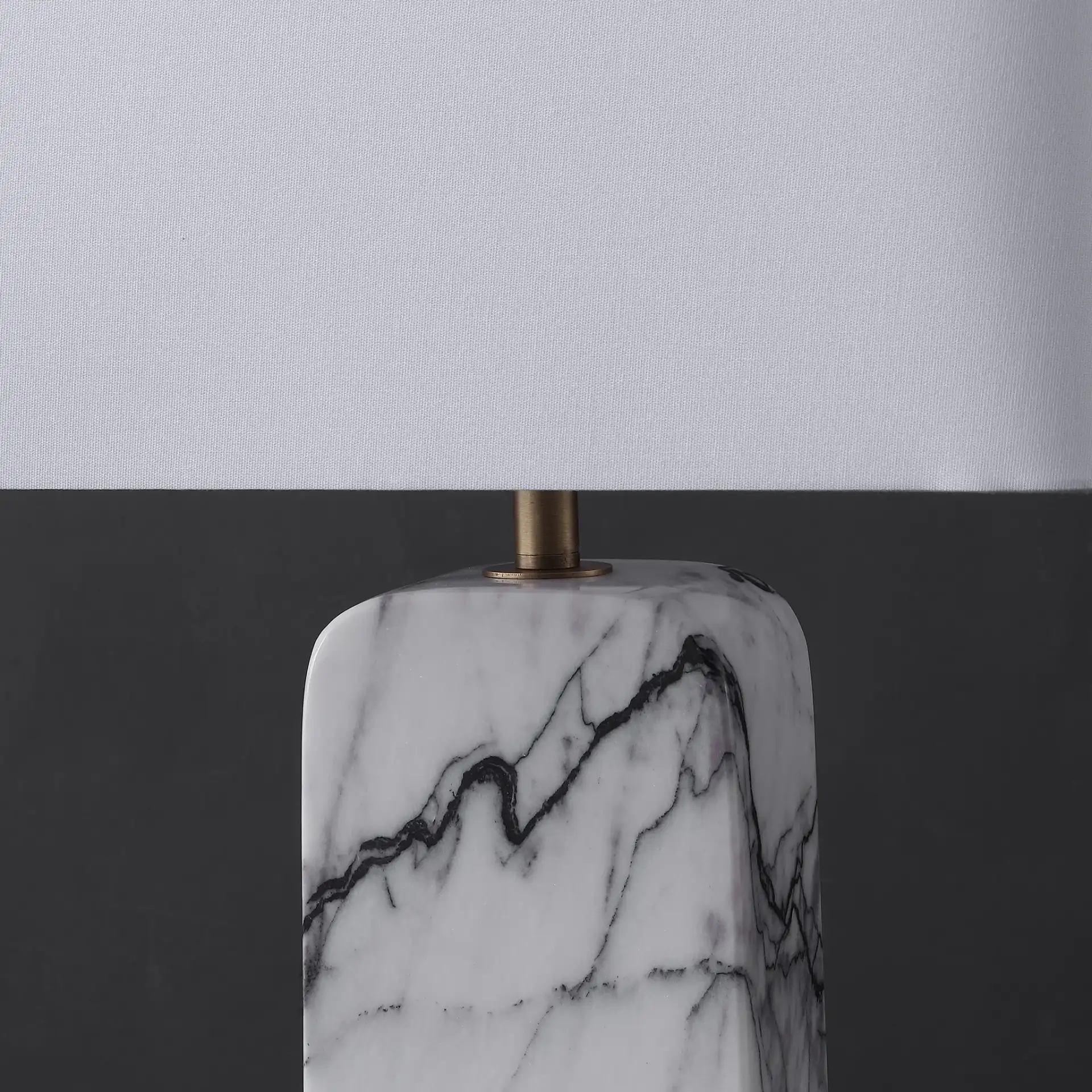 Waverli Marble Table Lamp in Light Grey / White in a styled room