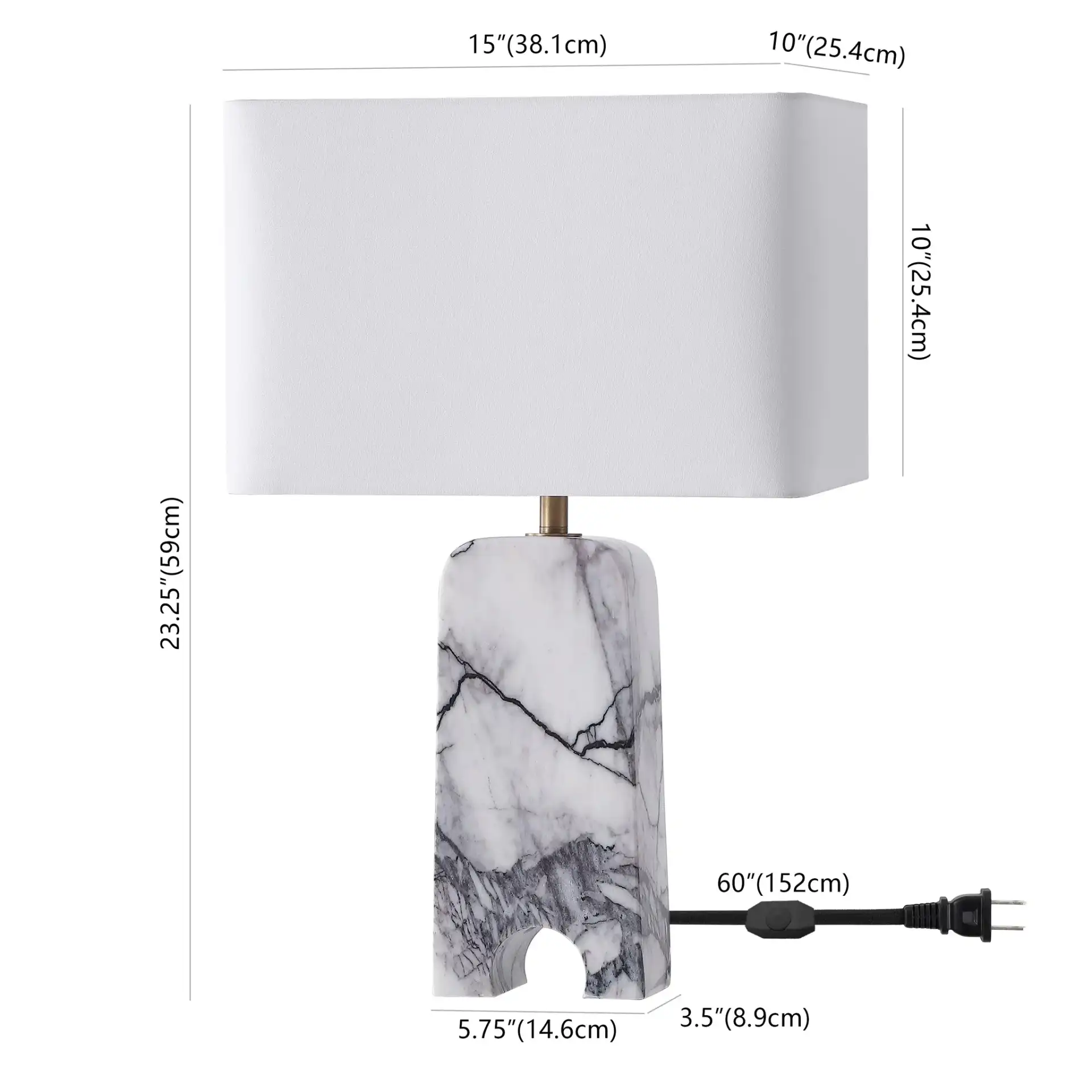 Waverli Marble Table Lamp in Light Grey / White, detail view