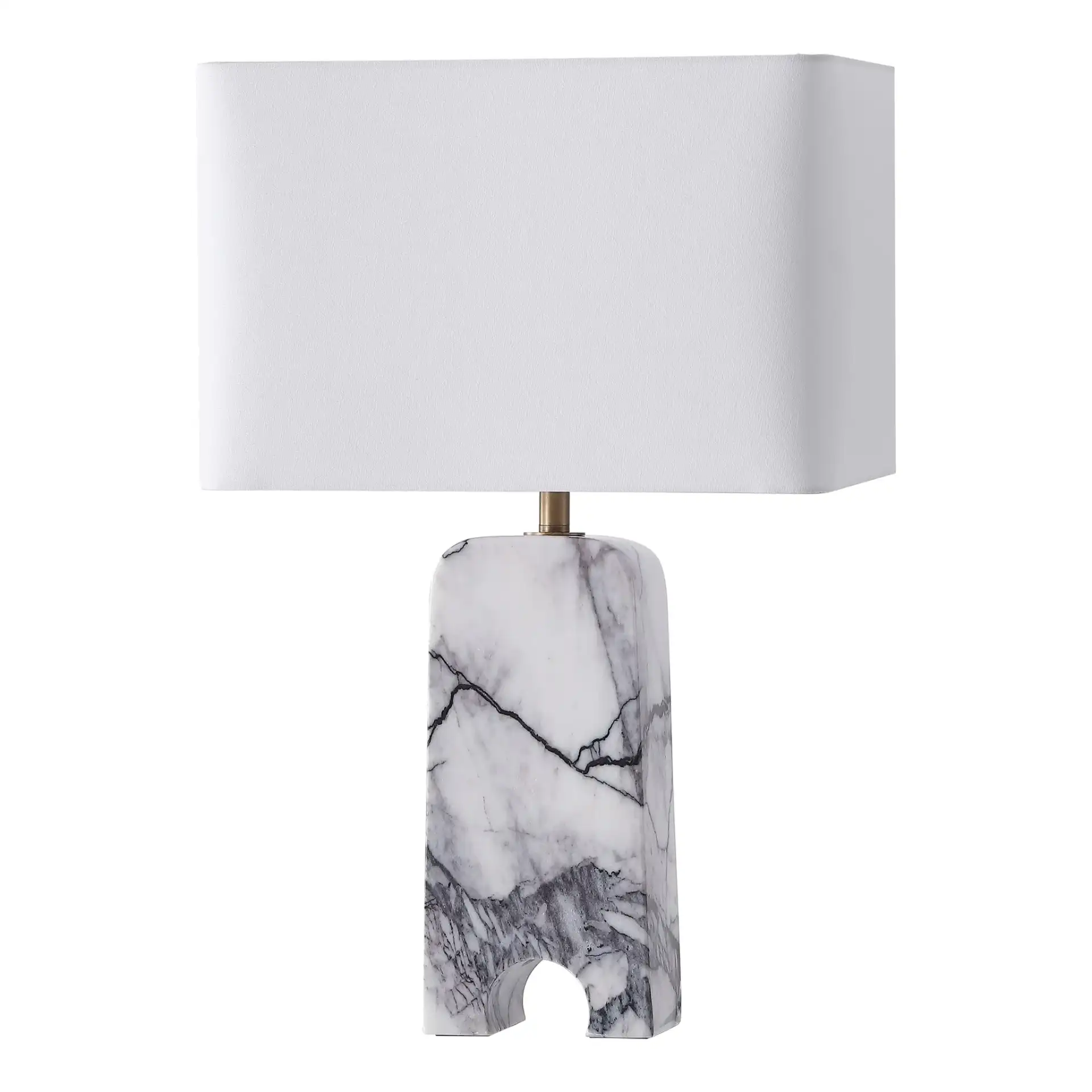 Waverli Marble Table Lamp in Light Grey / White, detail view