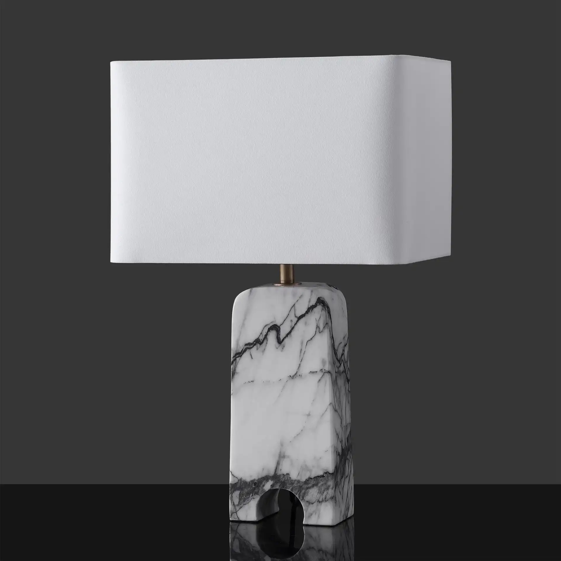 Waverli Marble Table Lamp in Light Grey / White, detail view