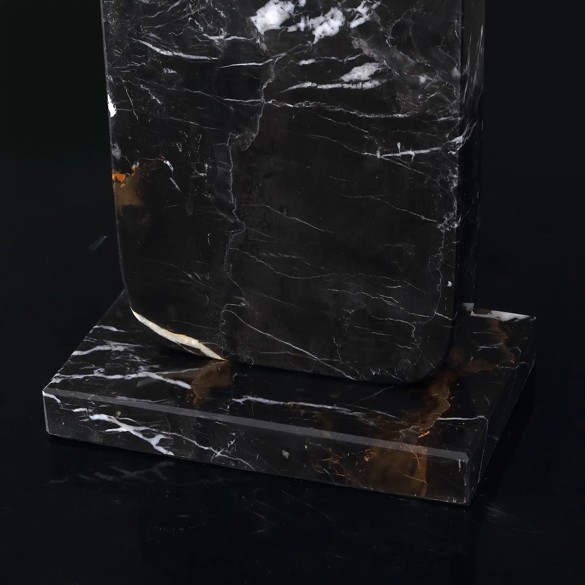 Nikolaus Marble Table Lamp in Black / White in a styled room