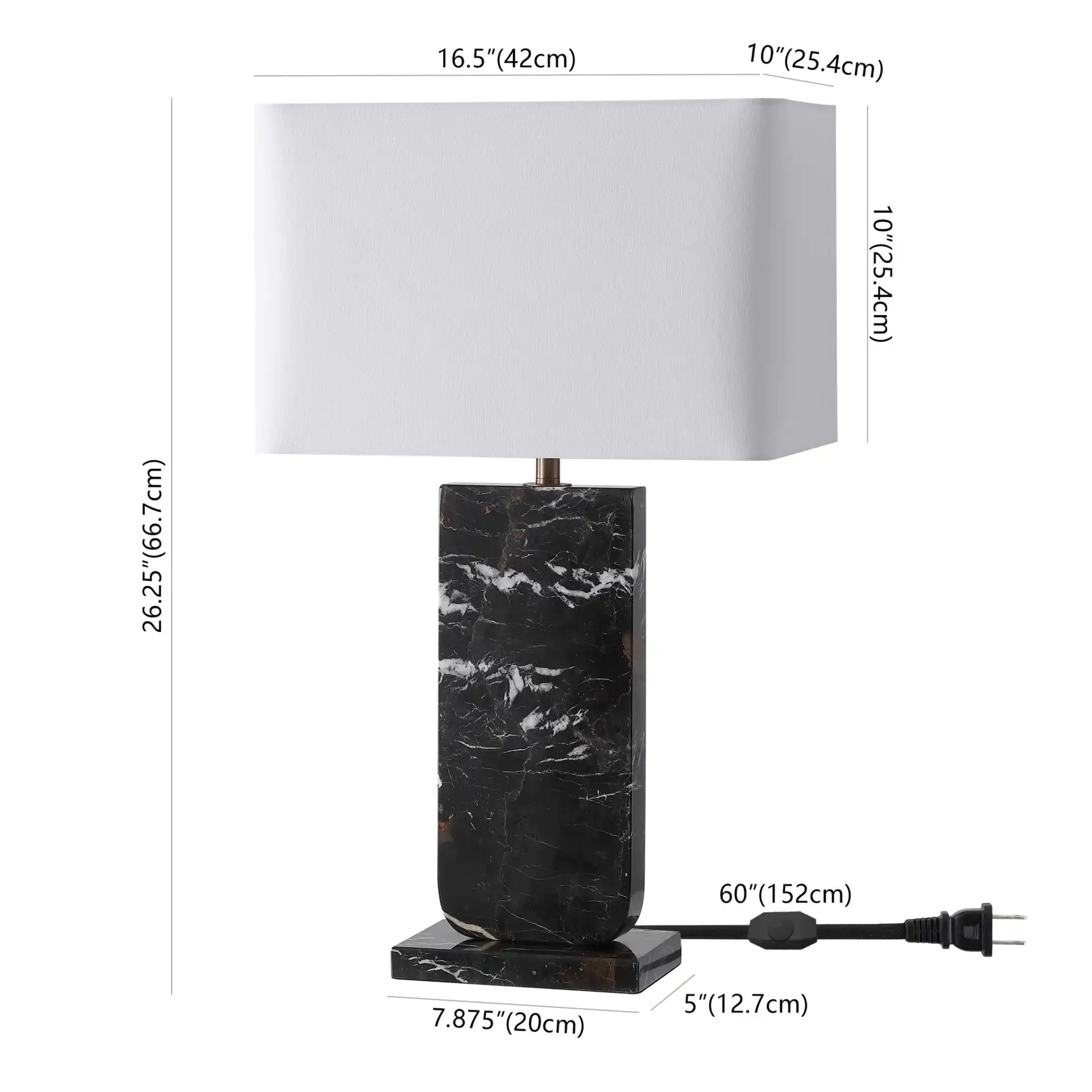 Nikolaus Marble Table Lamp in Black / White, detail view