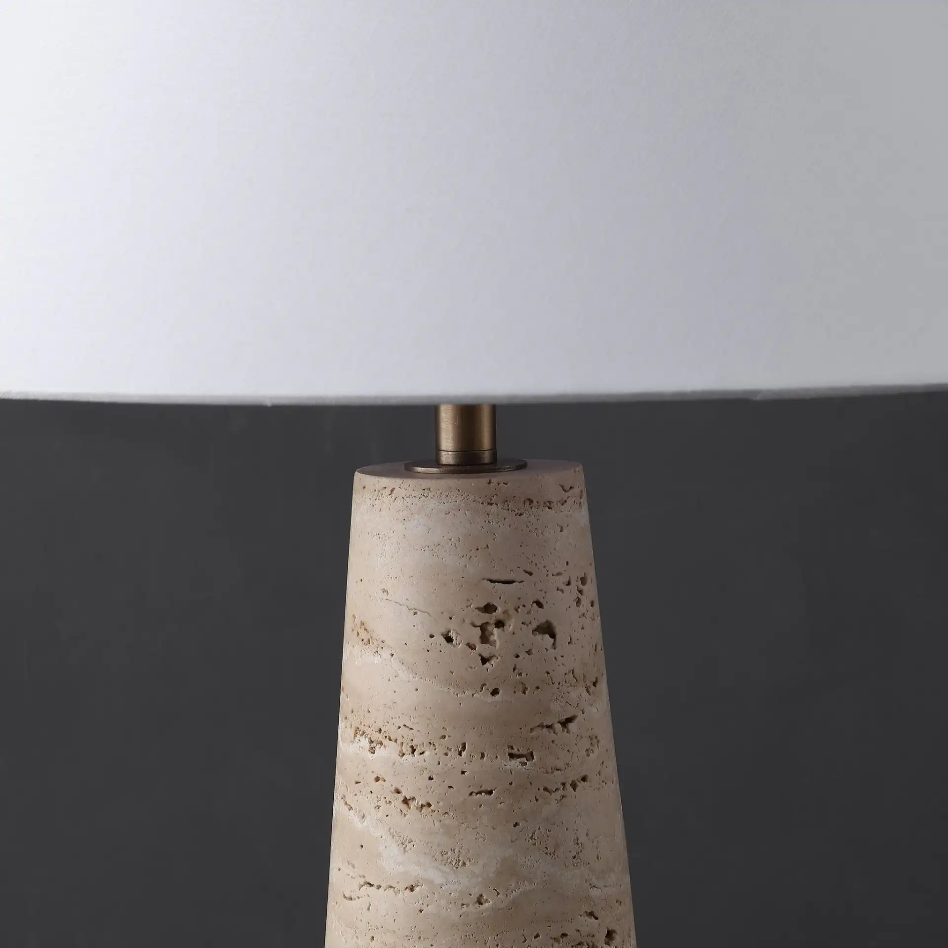 Dante Travertine Table Lamp in Travertine / White in a styled room