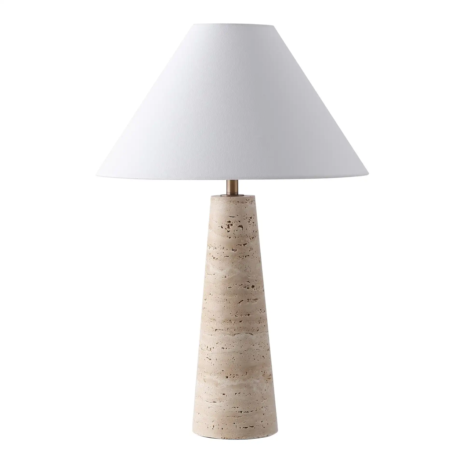 Dante Travertine Table Lamp in Travertine / White, detail view