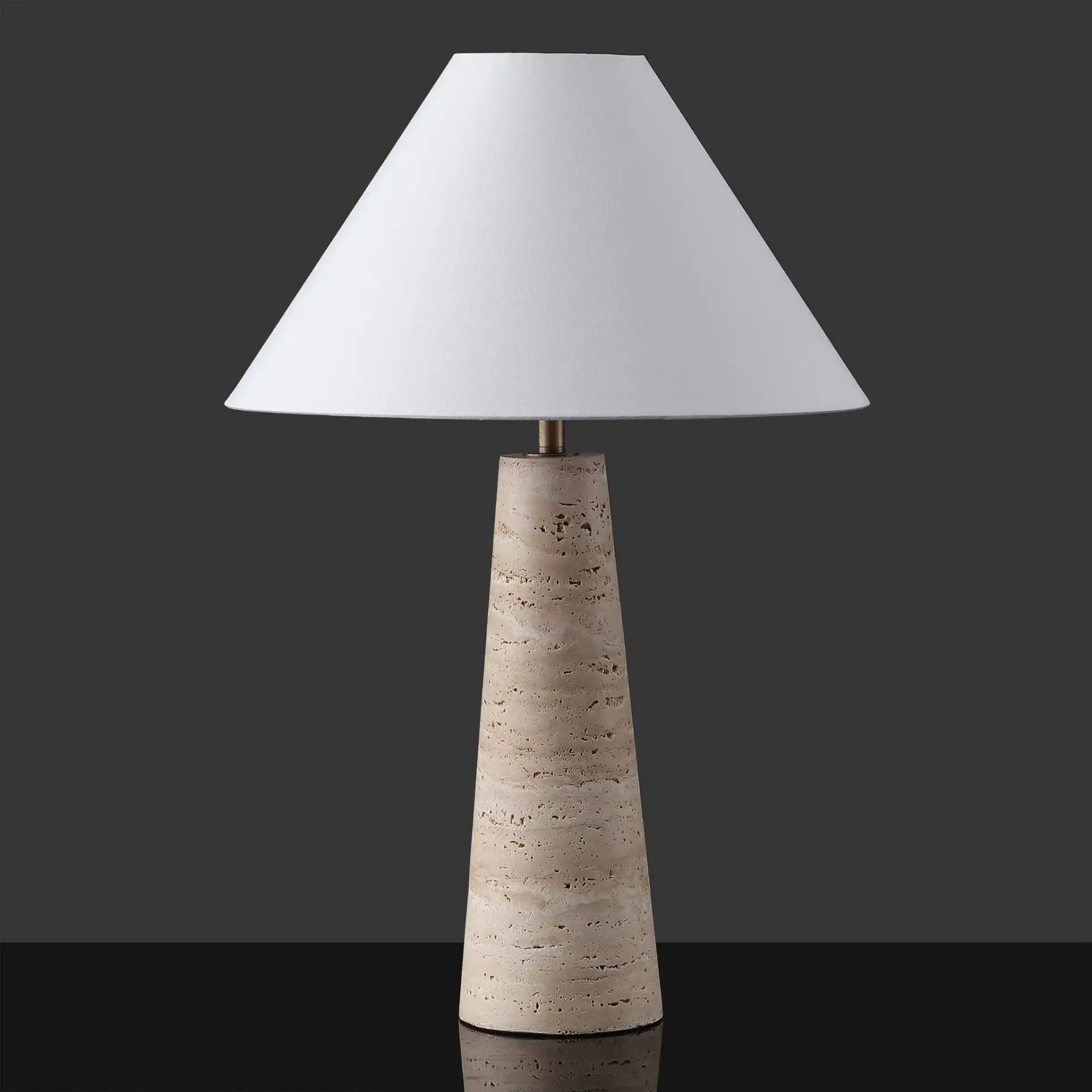 Dante Travertine Table Lamp in Travertine / White, detail view
