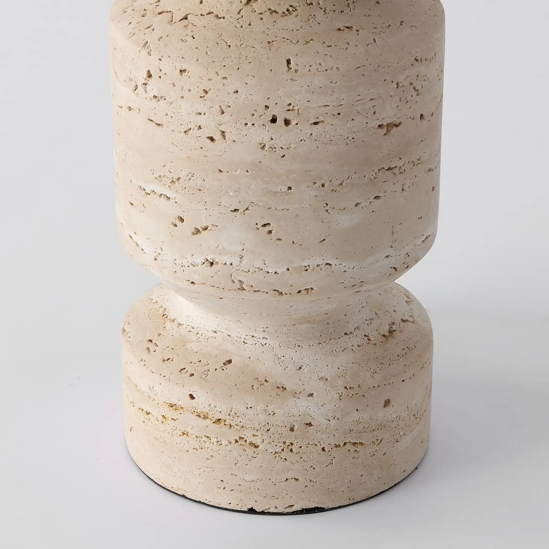 Jiminy Travertine Table Lamp in Travertine / White in a styled room