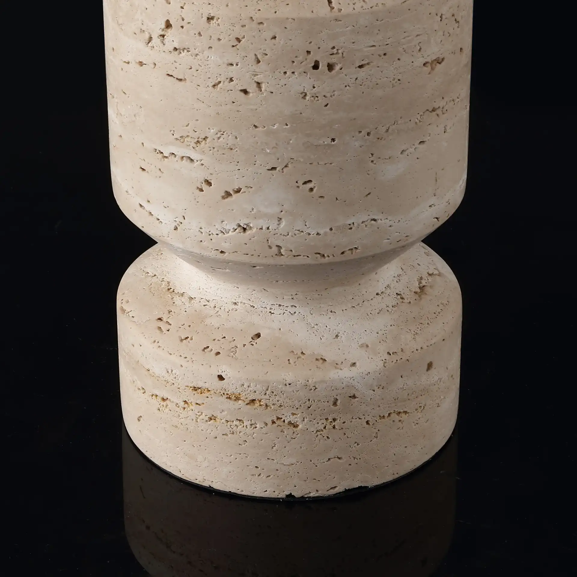 Jiminy Travertine Table Lamp in Travertine / White in a styled room