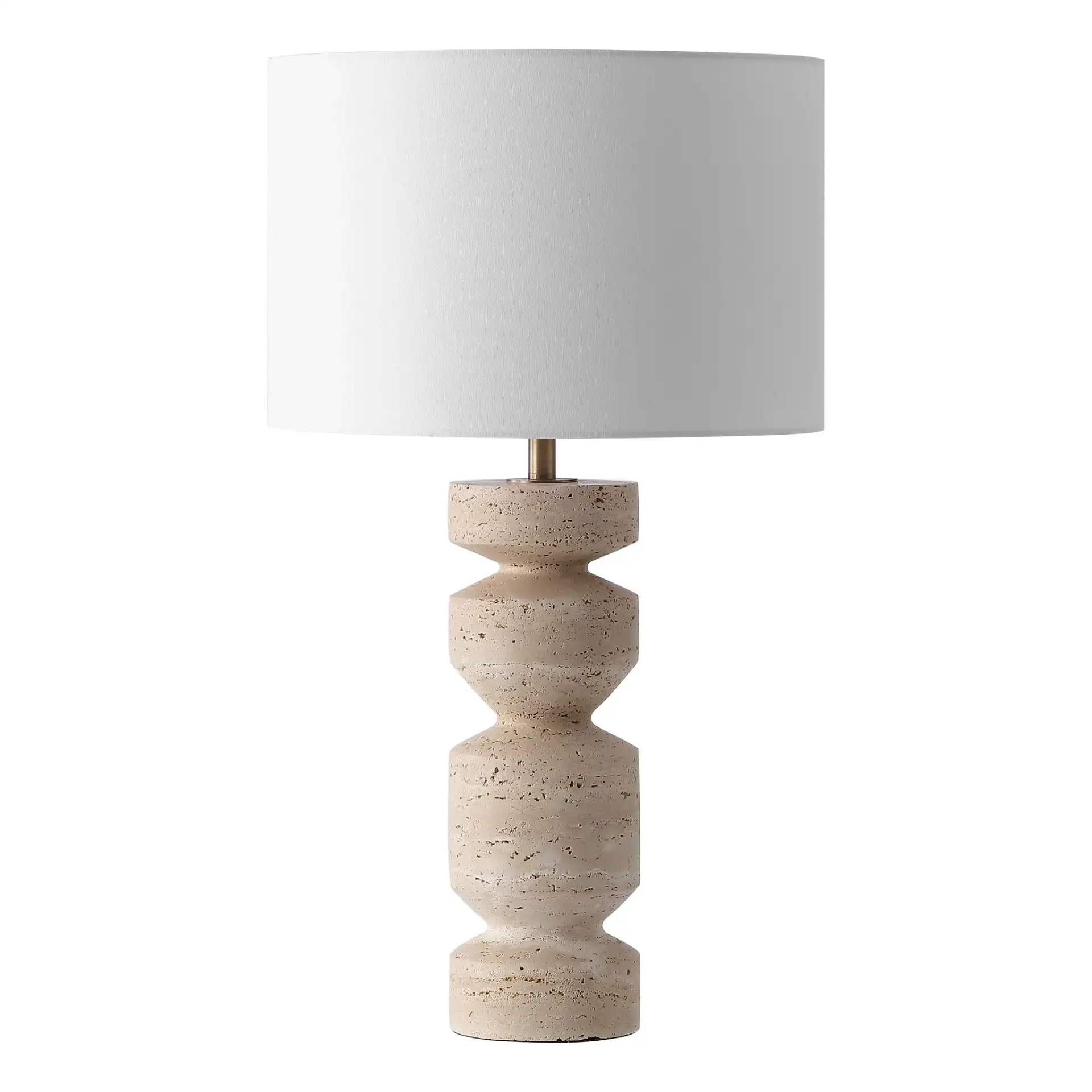 Jiminy Travertine Table Lamp in Travertine / White, detail view