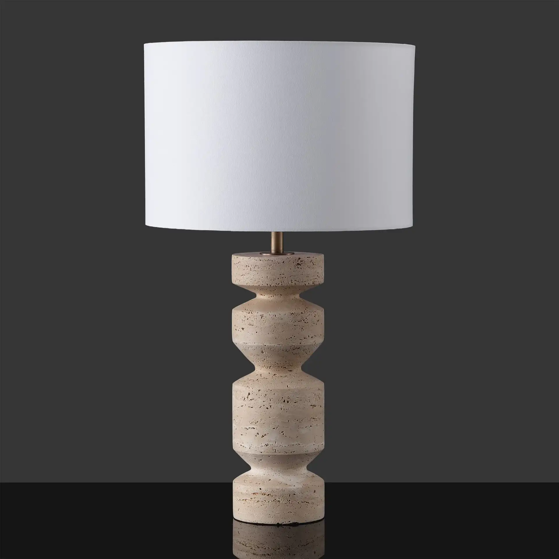 Jiminy Travertine Table Lamp in Travertine / White, detail view