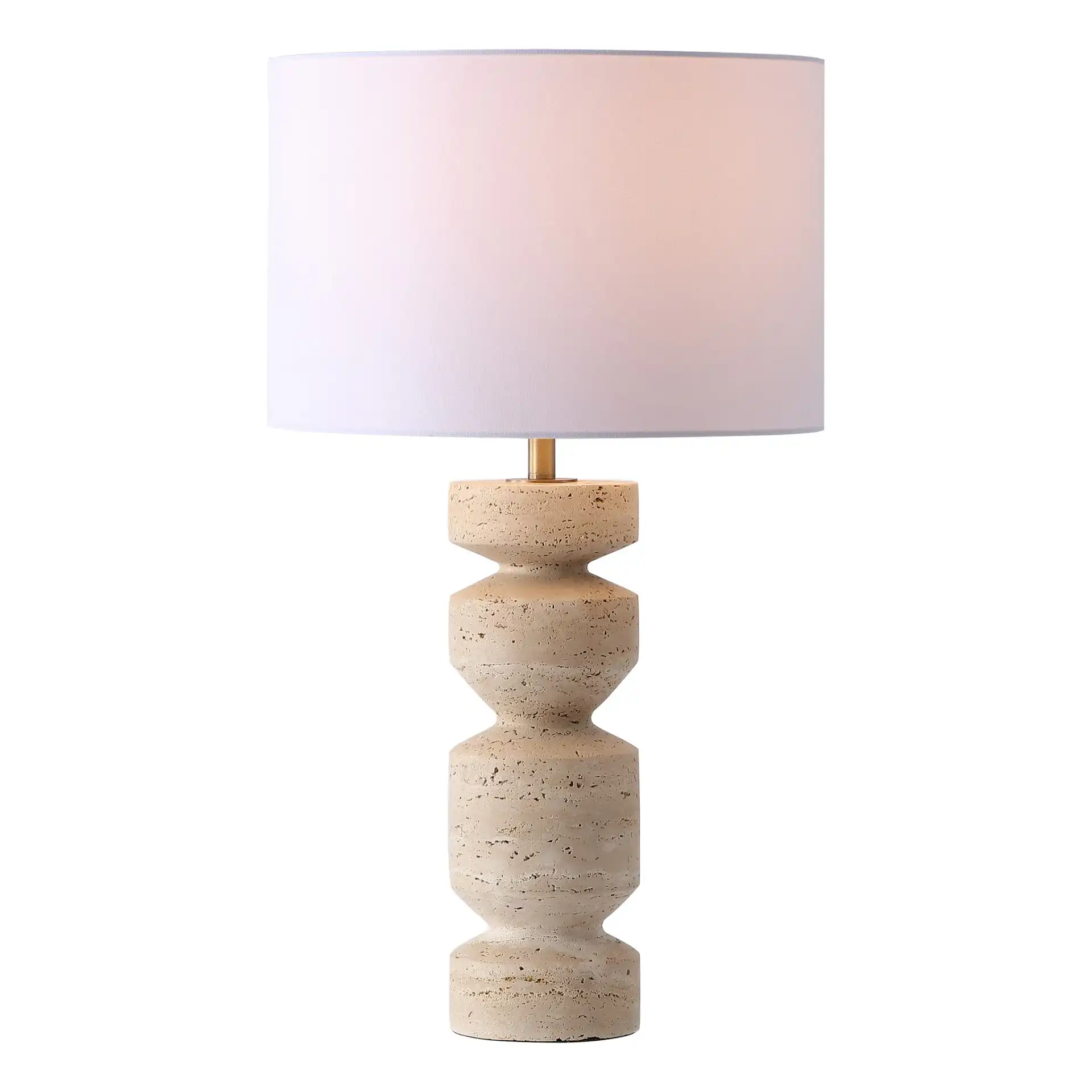 Jiminy Travertine Table Lamp in Travertine / White