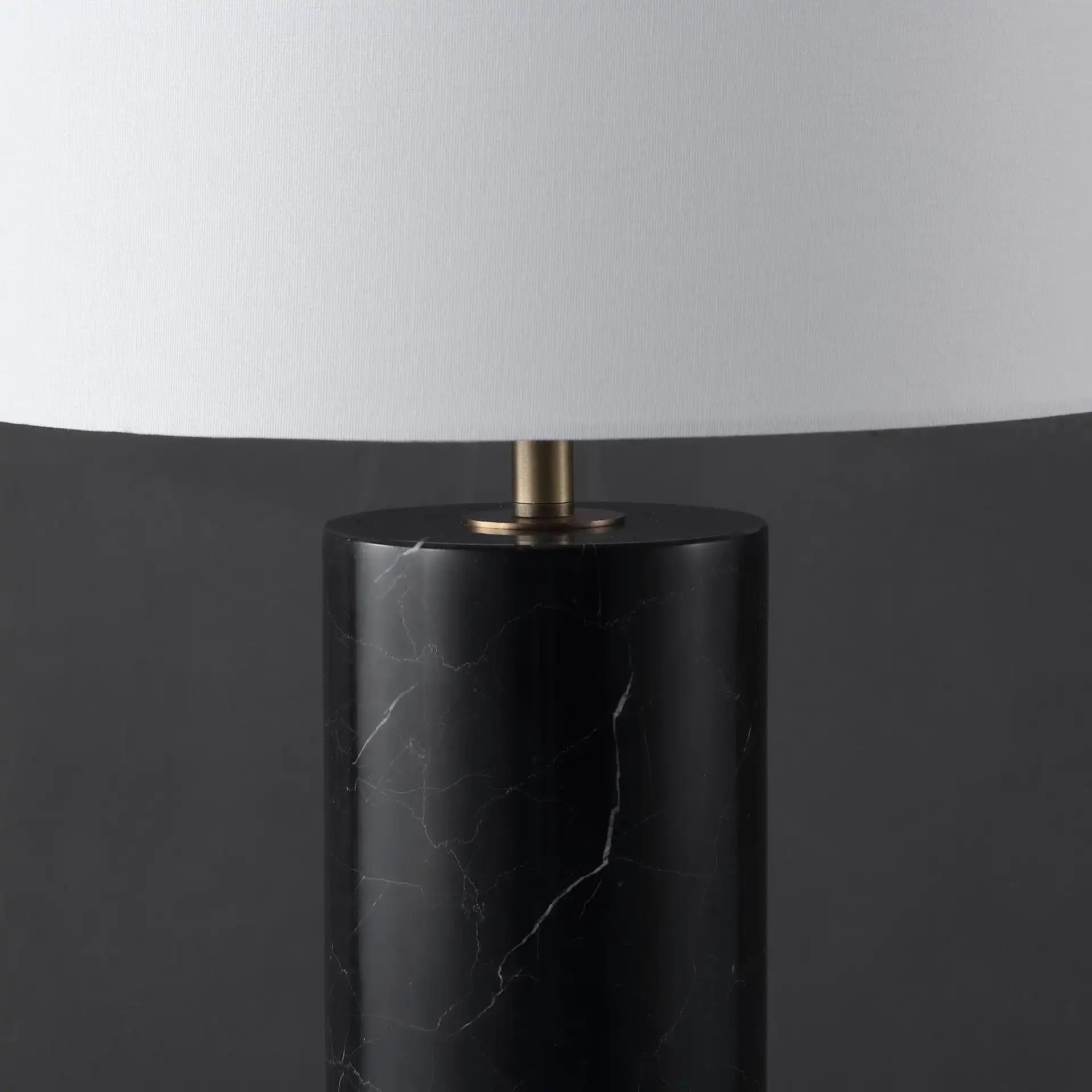 Hilary Marble Table Lamp in Black / White in a styled room