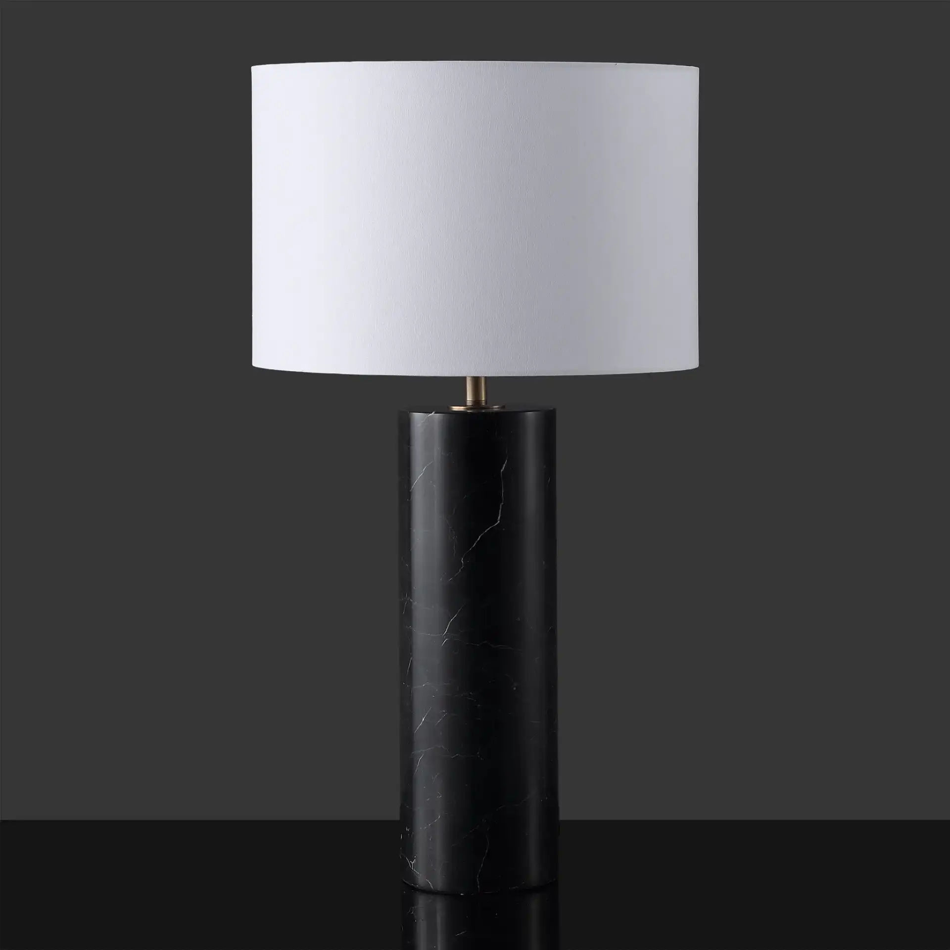 Hilary Marble Table Lamp in Black / White, detail view