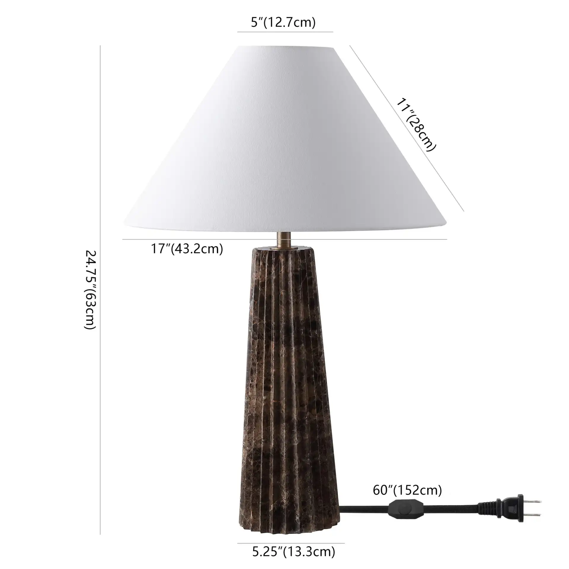 Tashalyn Marble Table Lamp in Dark Grey / White, detail view