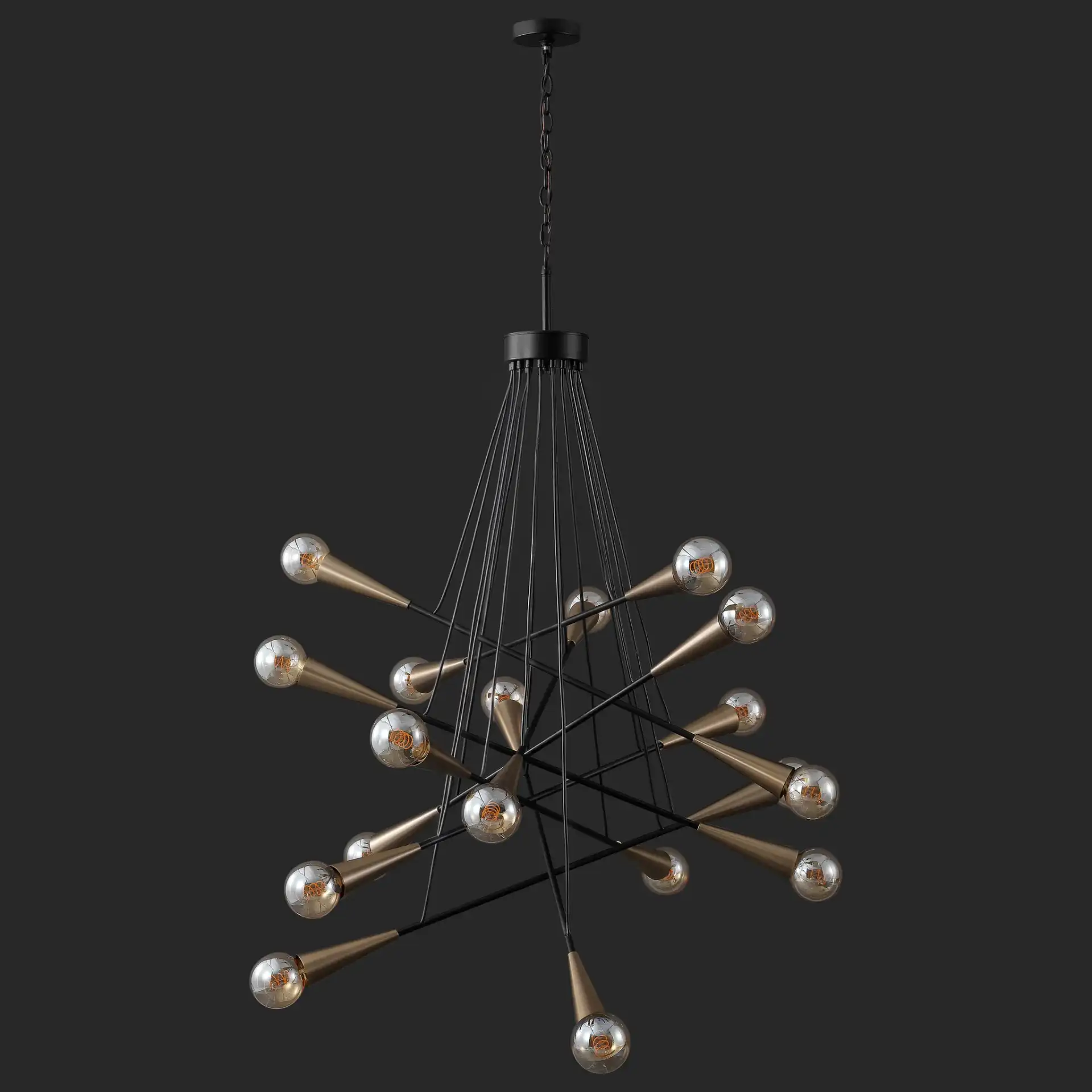 Philip Chandelier in Brass / Black, detail view