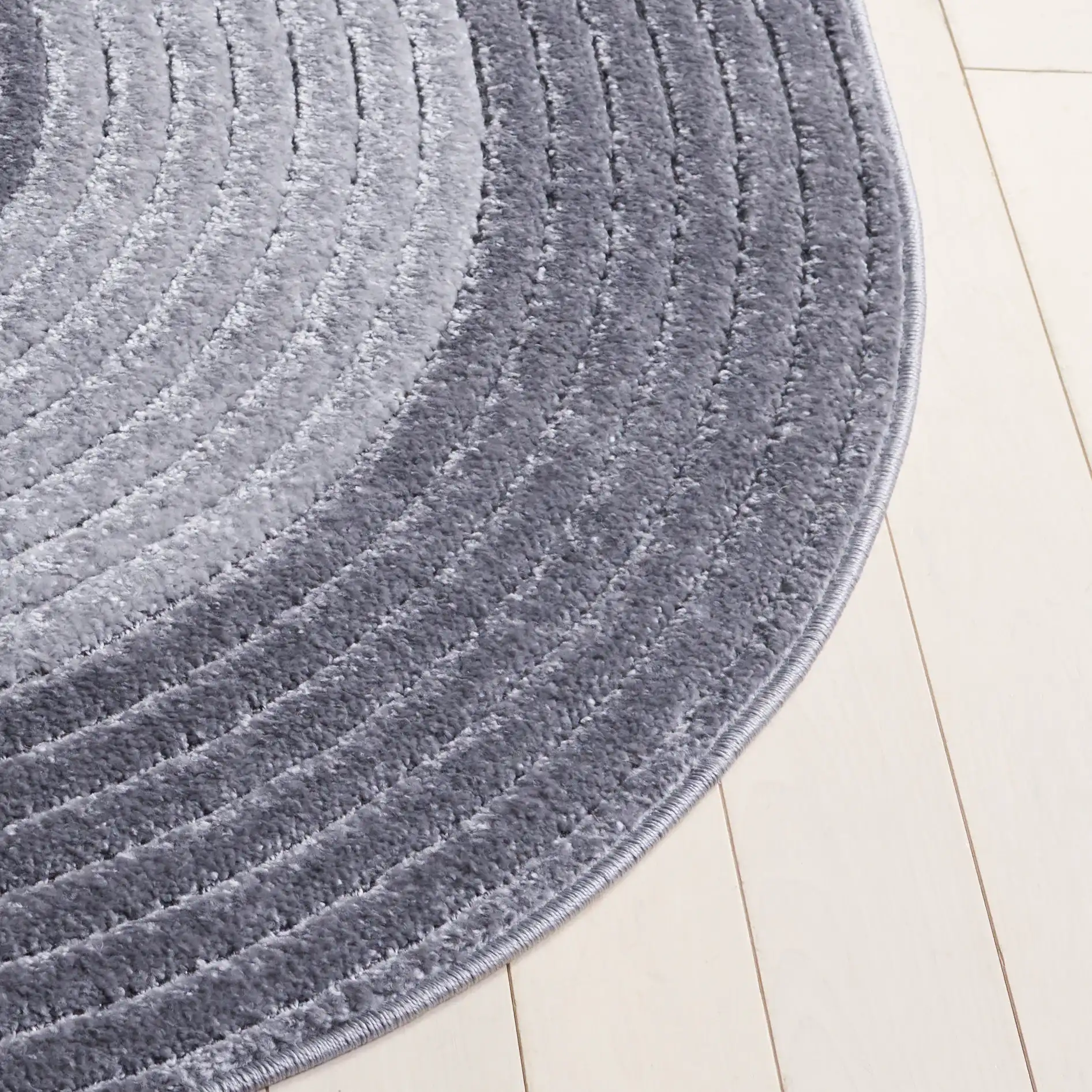 Contour Scalloped Loop Rug in Gray / Dark Gray in a styled room