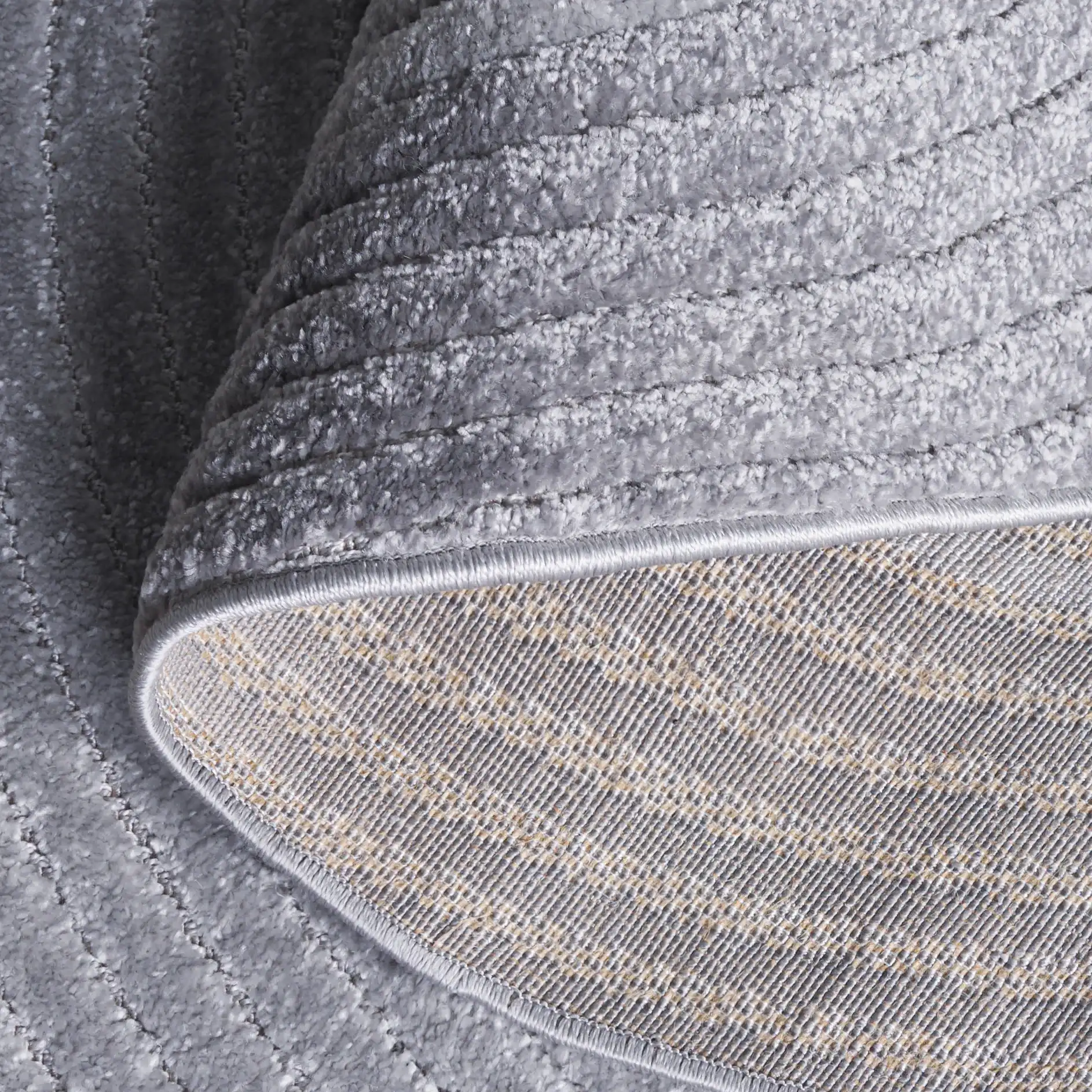 Contour Scalloped Loop Rug in Gray / Dark Gray in a styled room