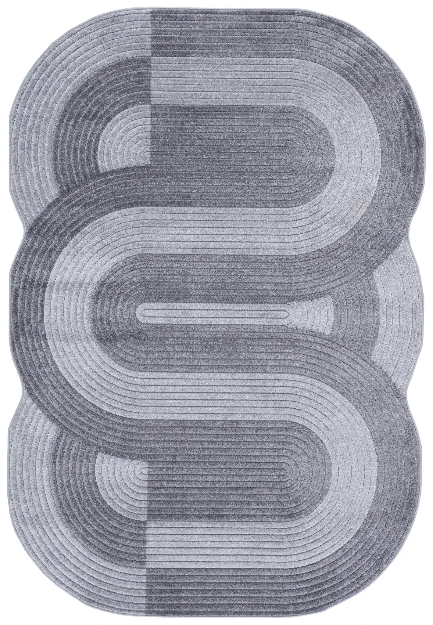 Contour Scalloped Loop Rug in Gray / Dark Gray