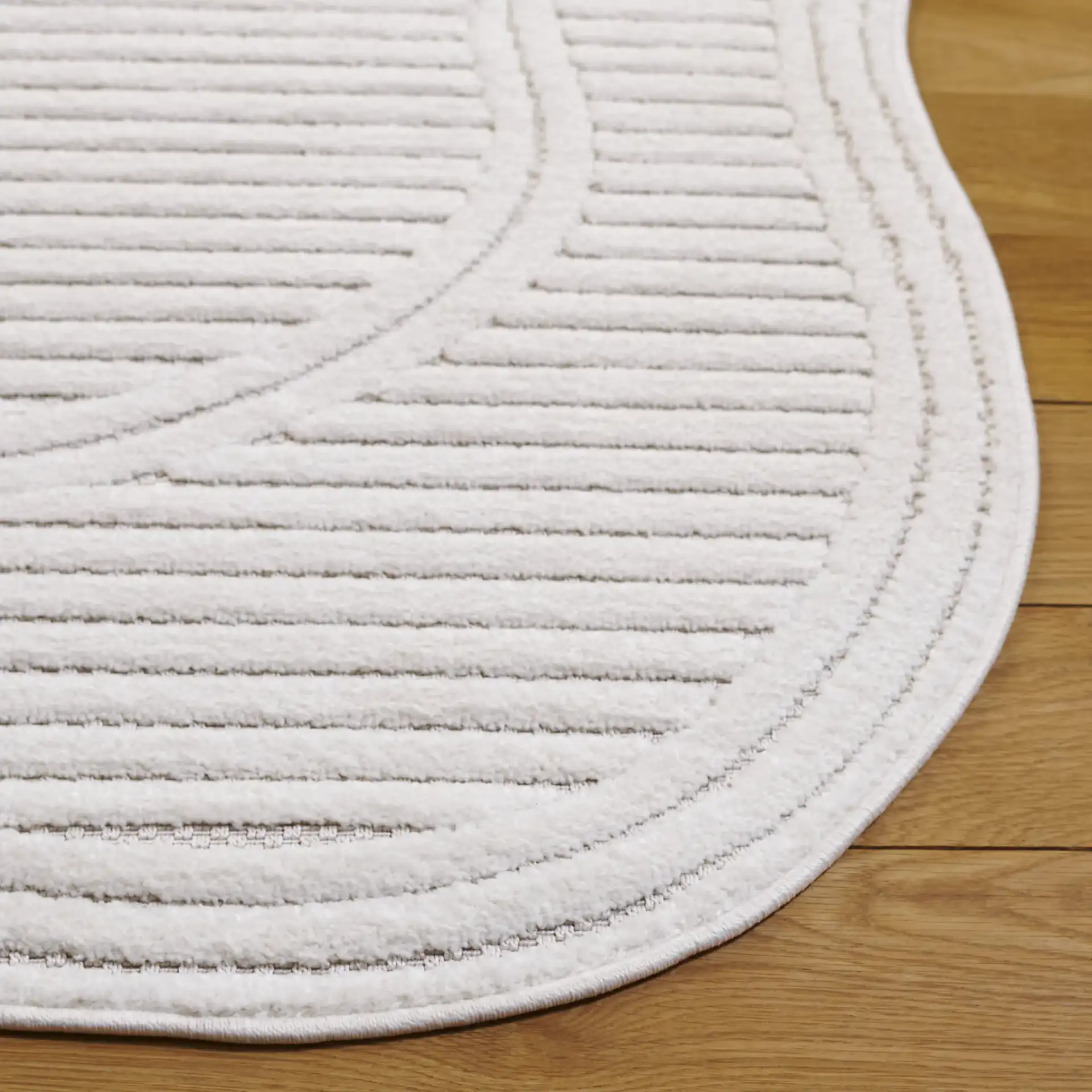 Contour Wavy Ribbed Rug in Ivory in a styled room